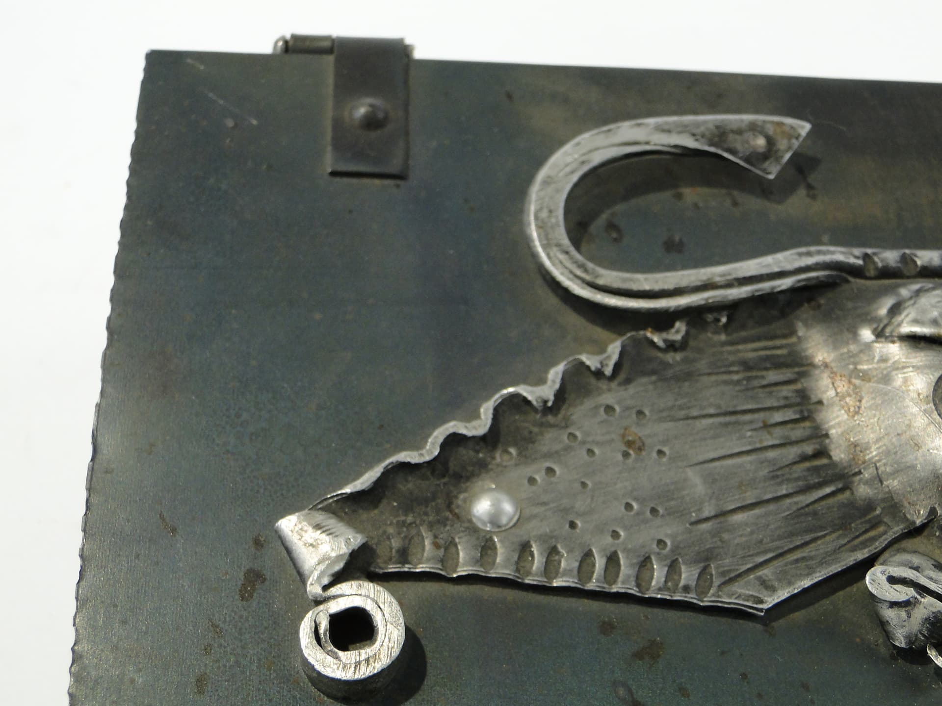 Desk casket, graphite, stained wood, patinated steel, 1960s - 349955