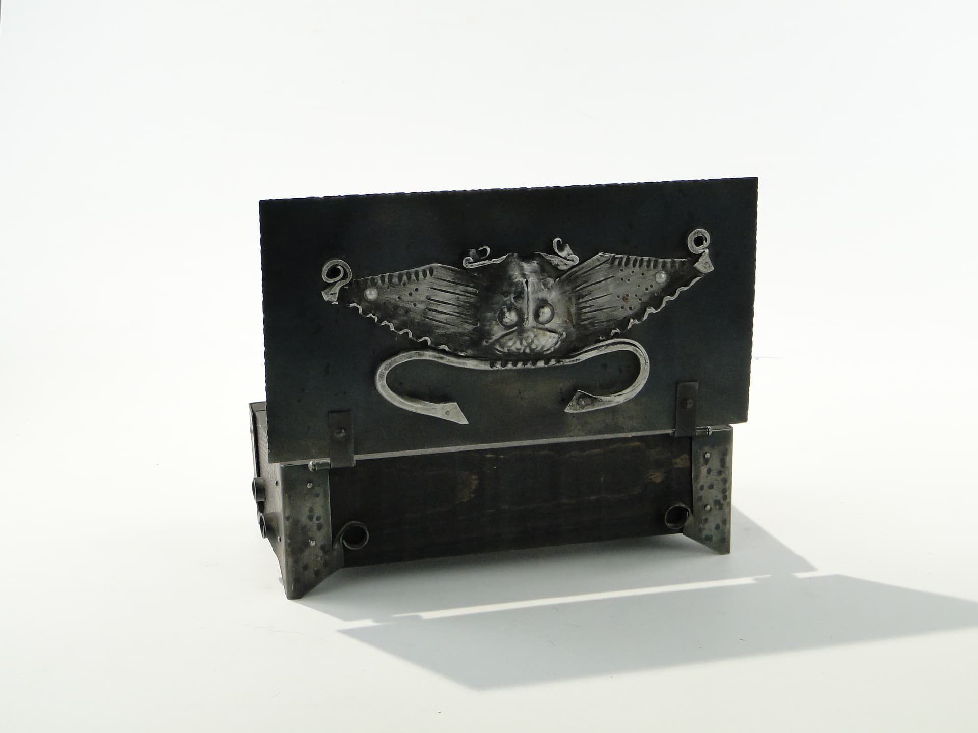 Desk casket, graphite, stained wood, patinated steel, 1960s - 349958