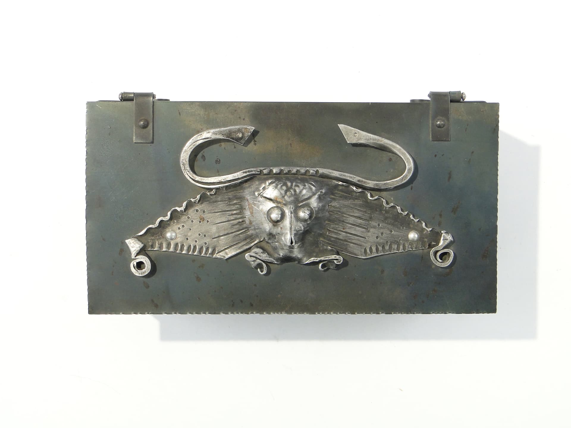Desk casket, graphite, stained wood, patinated steel, 1960s - 349950
