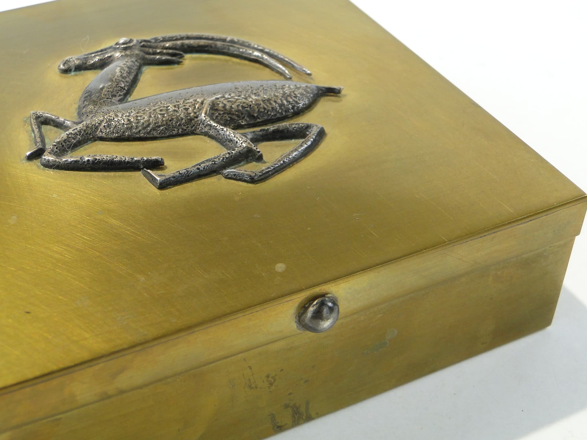 Desk box Art Deco, gold brass, brown walnut, Belgium, 1930s - 349965