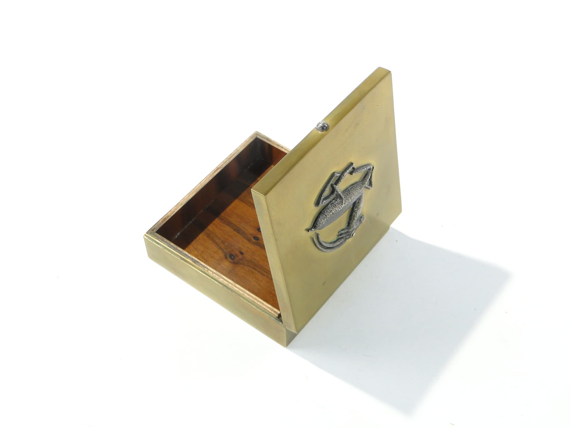 Desk box Art Deco, gold brass, brown walnut, Belgium, 1930s - 349963