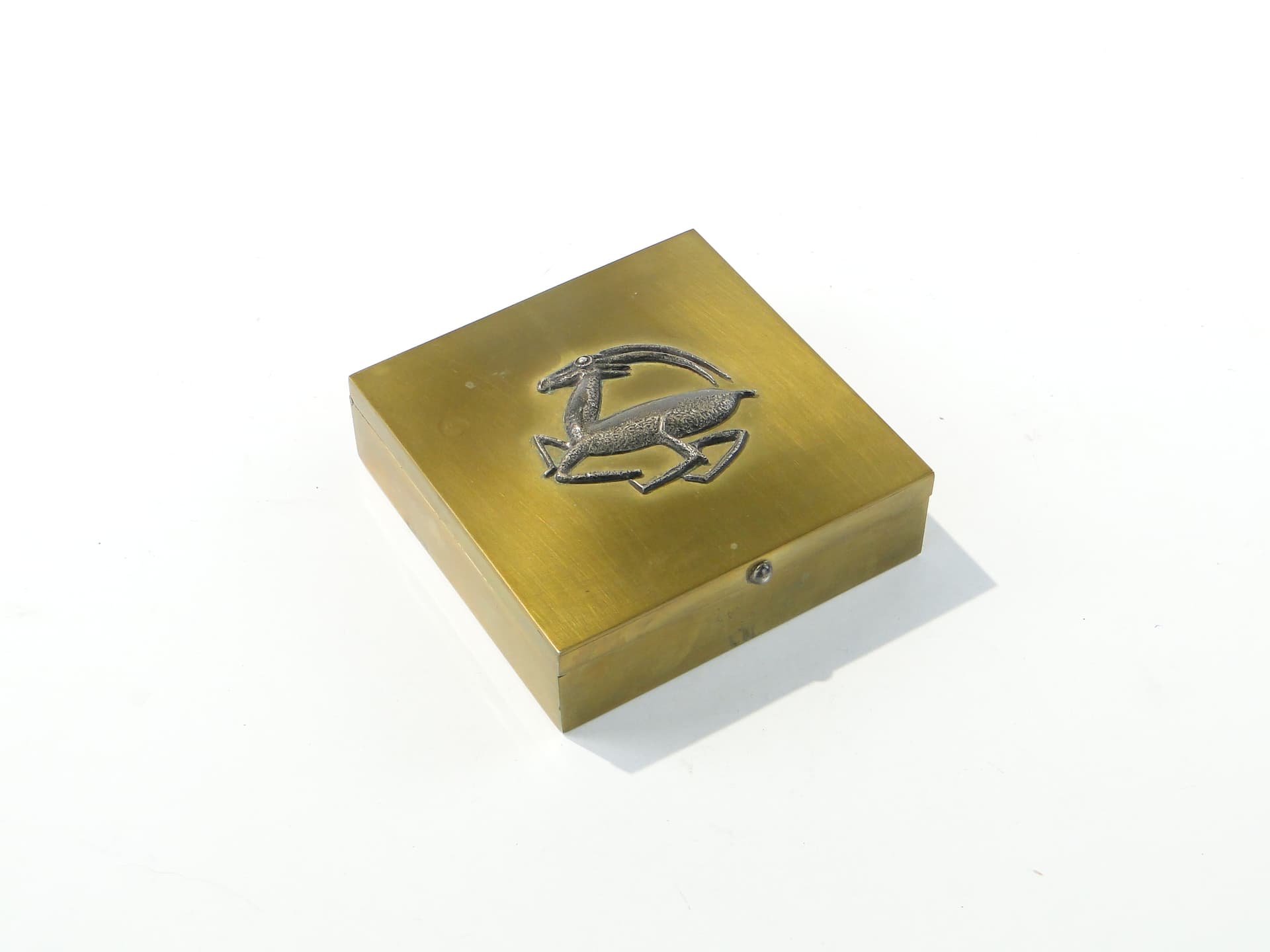 Desk box Art Deco, gold brass, brown walnut, Belgium, 1930s - 349964
