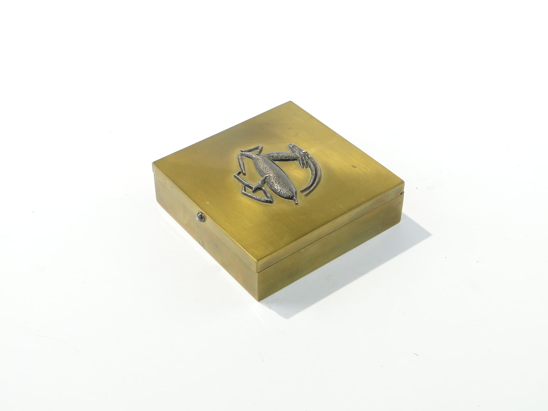 Desk box Art Deco, gold brass, brown walnut, Belgium, 1930s - 349967