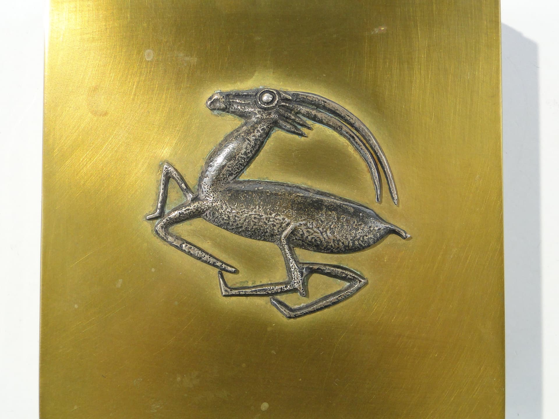 Desk box Art Deco, gold brass, brown walnut, Belgium, 1930s - 349966