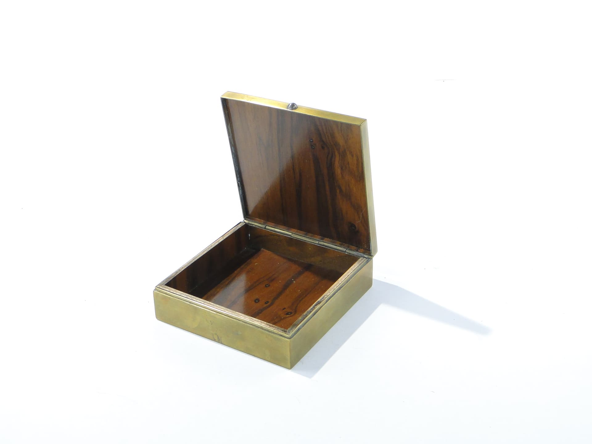Desk box Art Deco, gold brass, brown walnut, Belgium, 1930s - 349959
