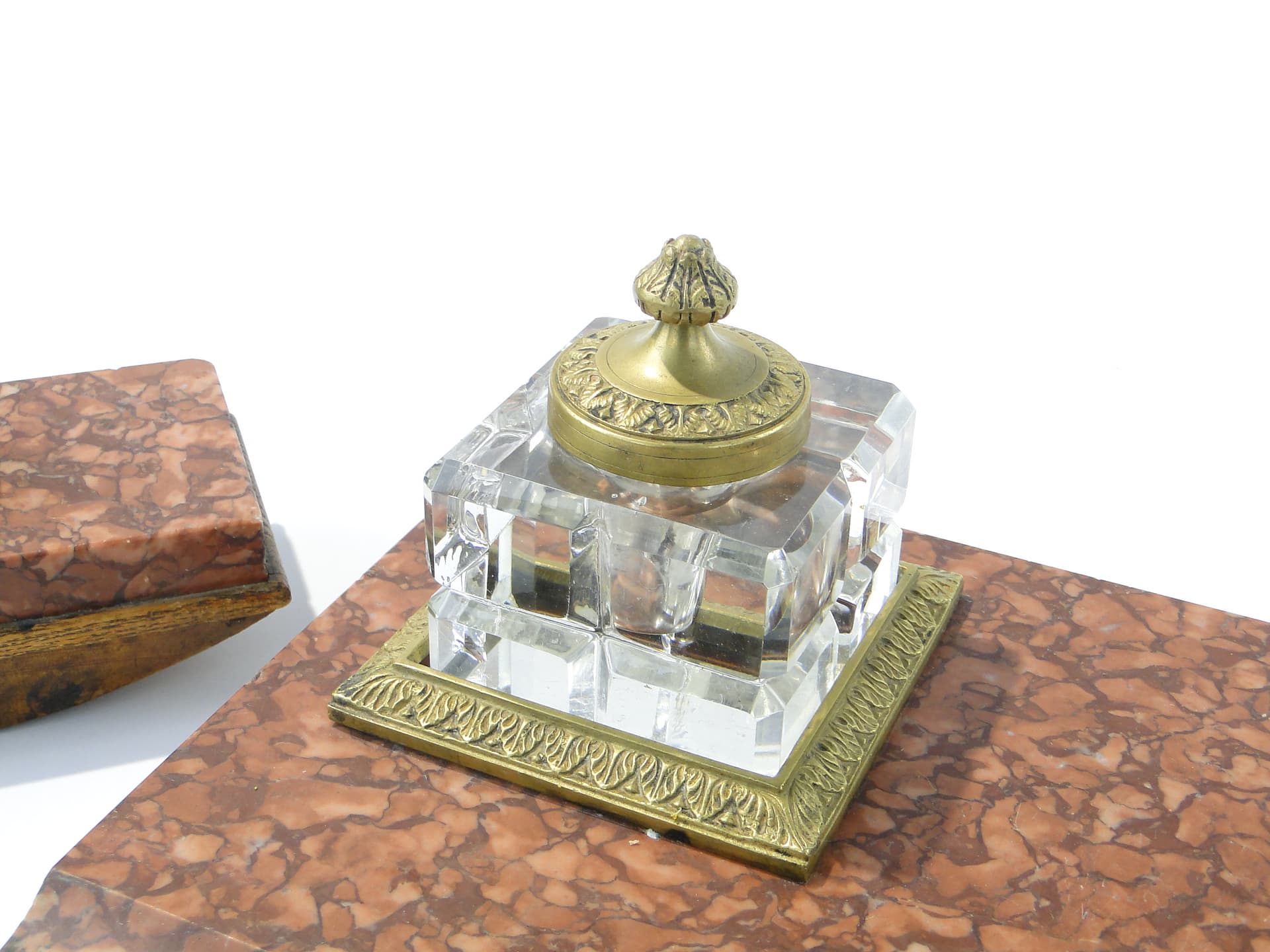 Empire desk set, red marble, crystal, gilt bronze, early 20th century - 349970