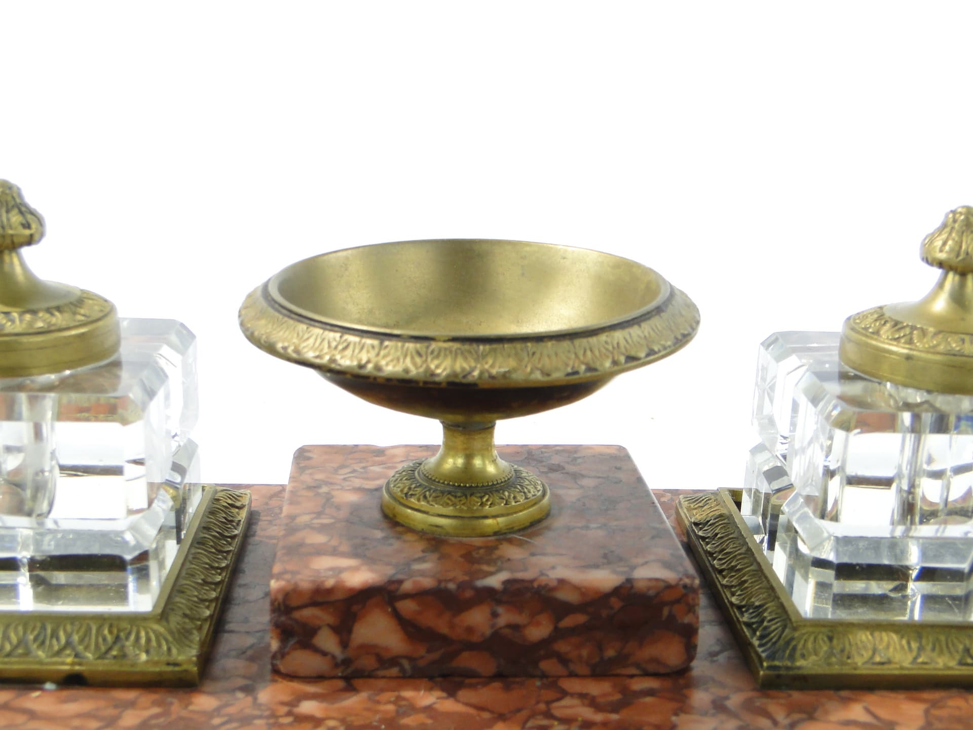 Empire desk set, red marble, crystal, gilt bronze, early 20th century - 349973