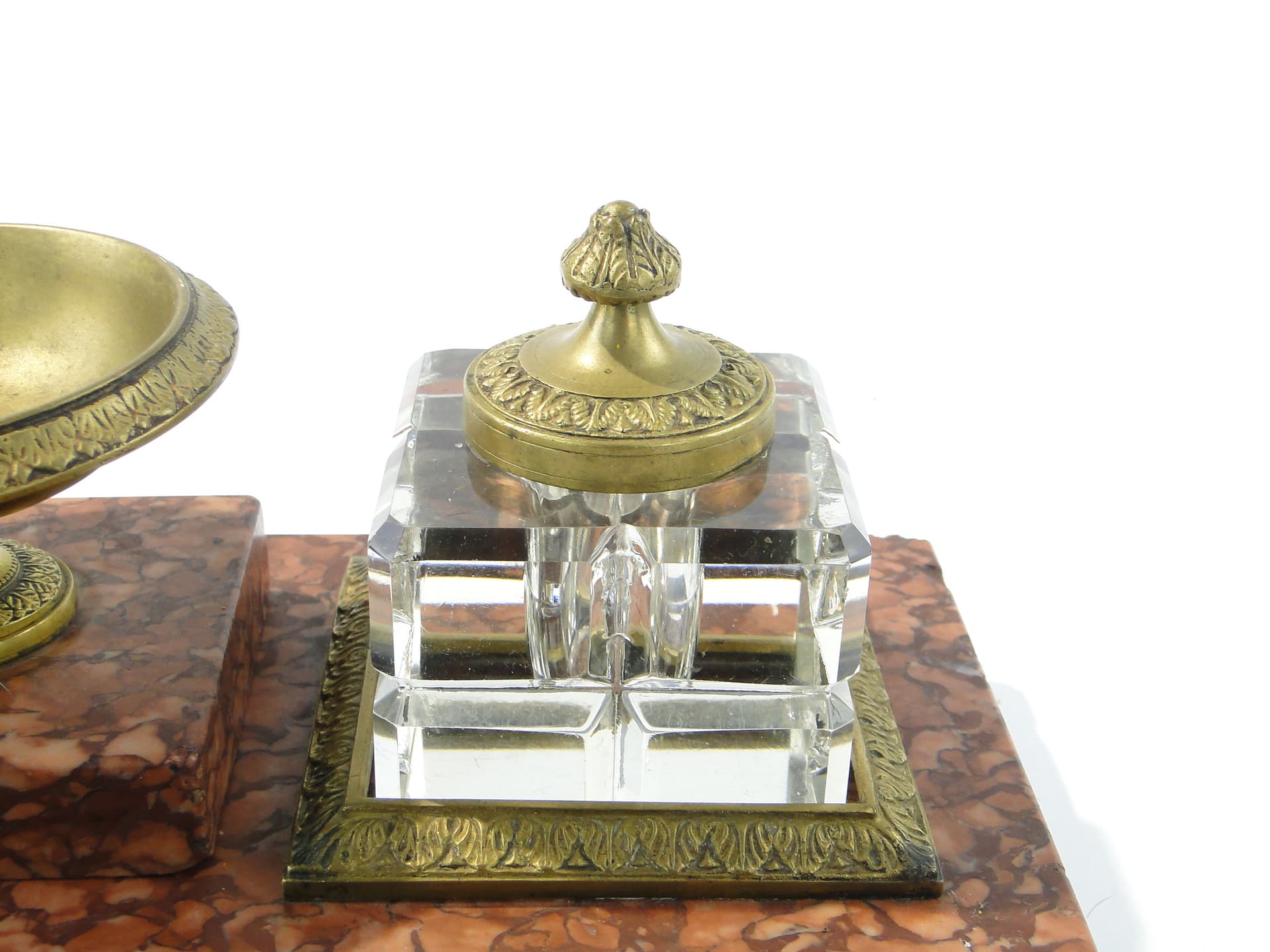 Empire desk set, red marble, crystal, gilt bronze, early 20th century - 349974