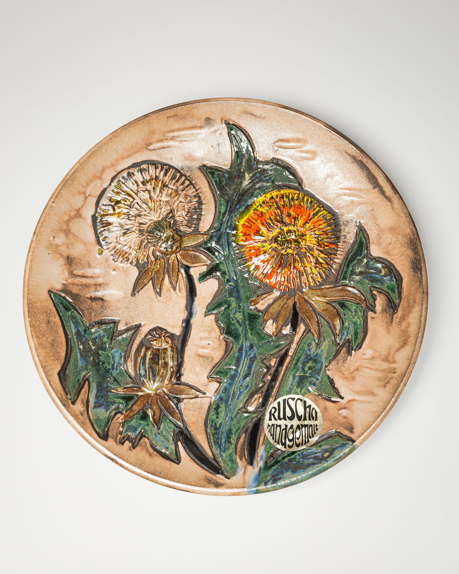 Wall Plate Ruscha, beige ceramic, Germany, 1970s - 350042