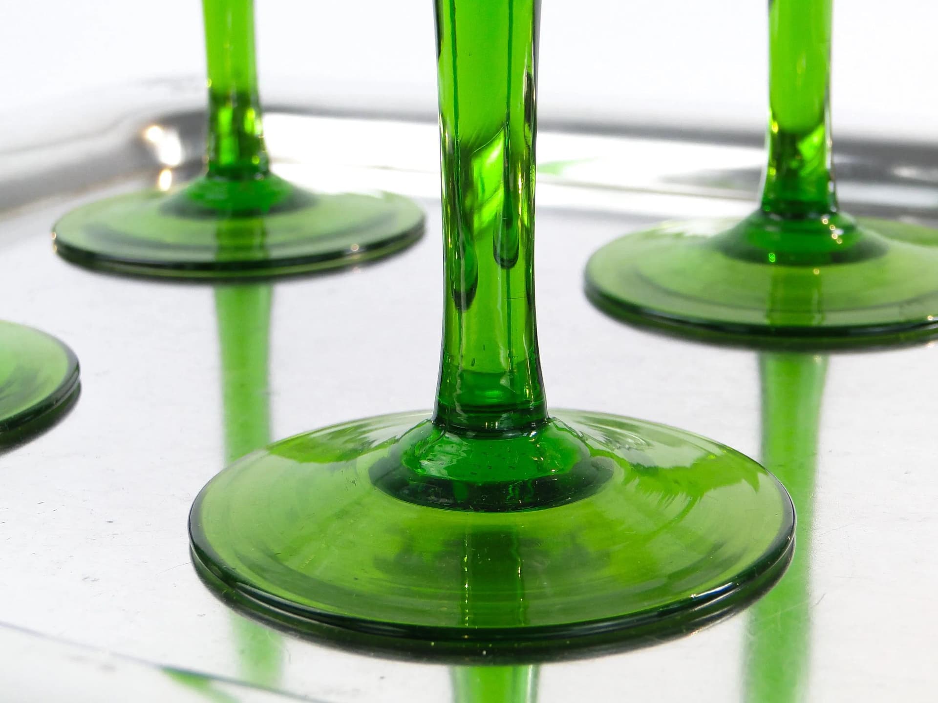 Green and Clear Crystal Wine Glasses, VEB Glaswerk Olbernhau, East Germany, 1970s - 26042