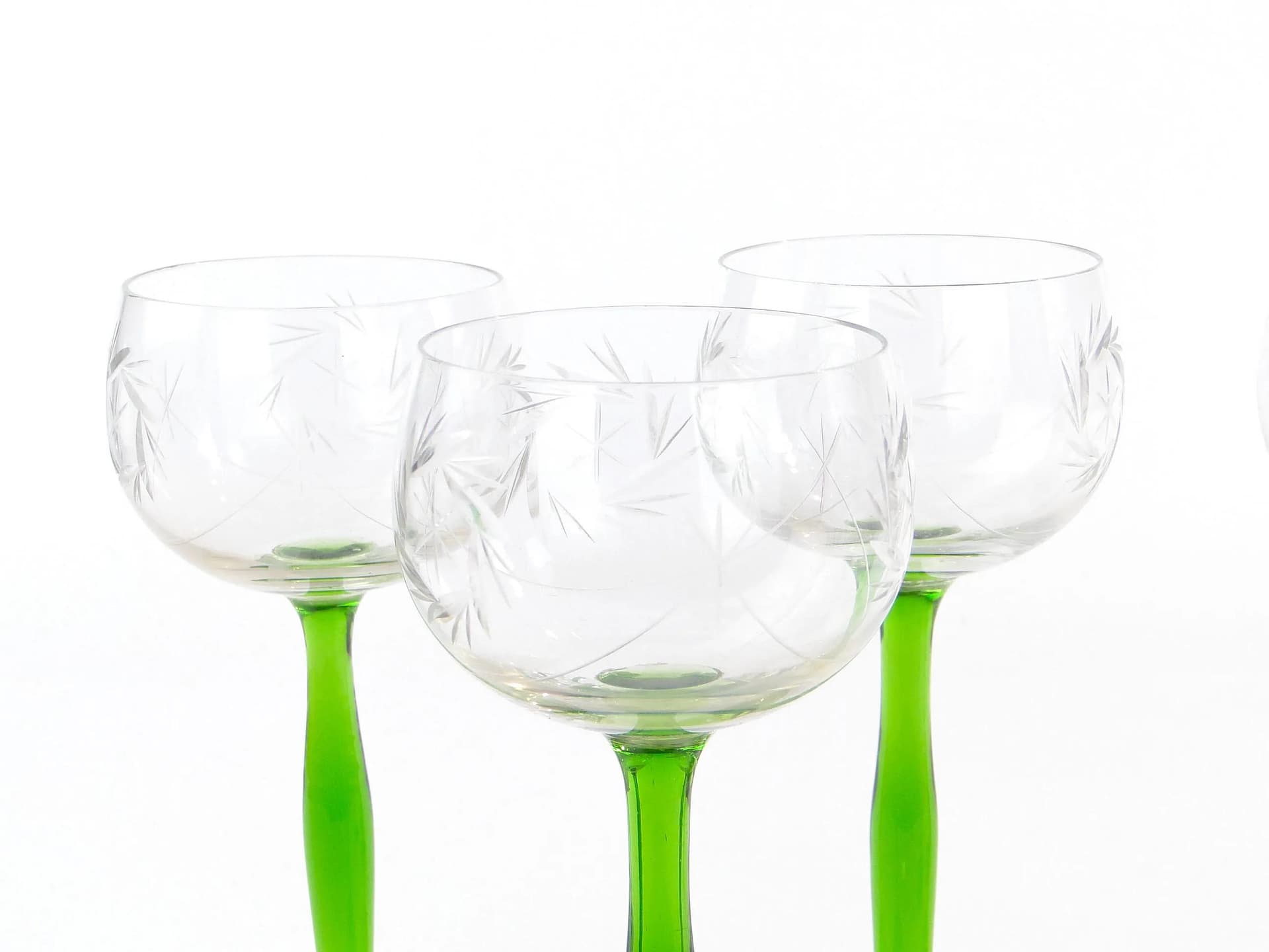 Green and Clear Crystal Wine Glasses, VEB Glaswerk Olbernhau, East Germany, 1970s - 26037