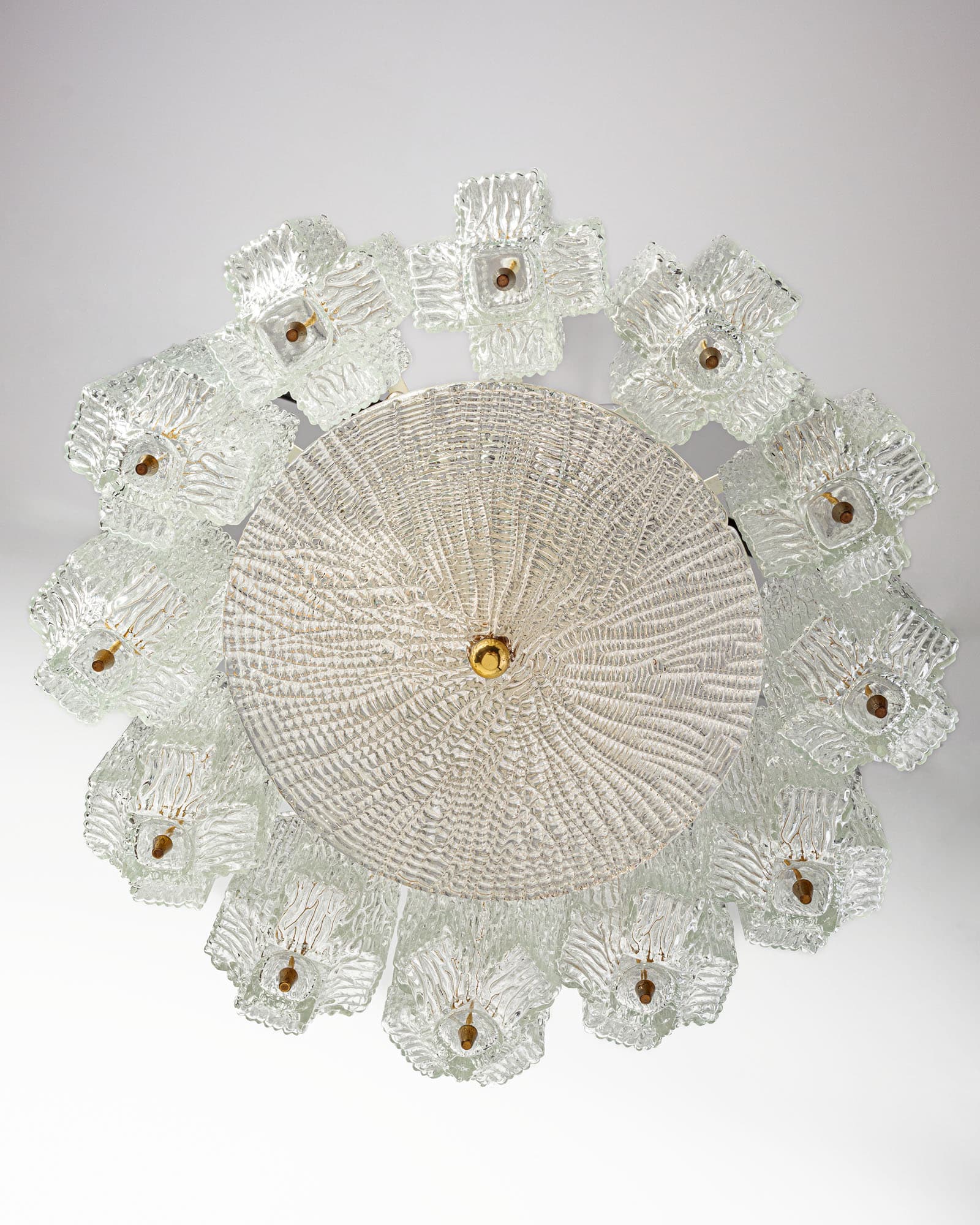 Ceiling lamp, gold brass, transparent glass, by J.T. Kalmar, Austria, 1950s - 350060