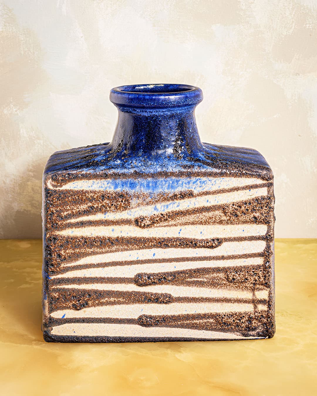Vase, cobalt blue brown beige, ceramics, Germany, 1970s. - 350071