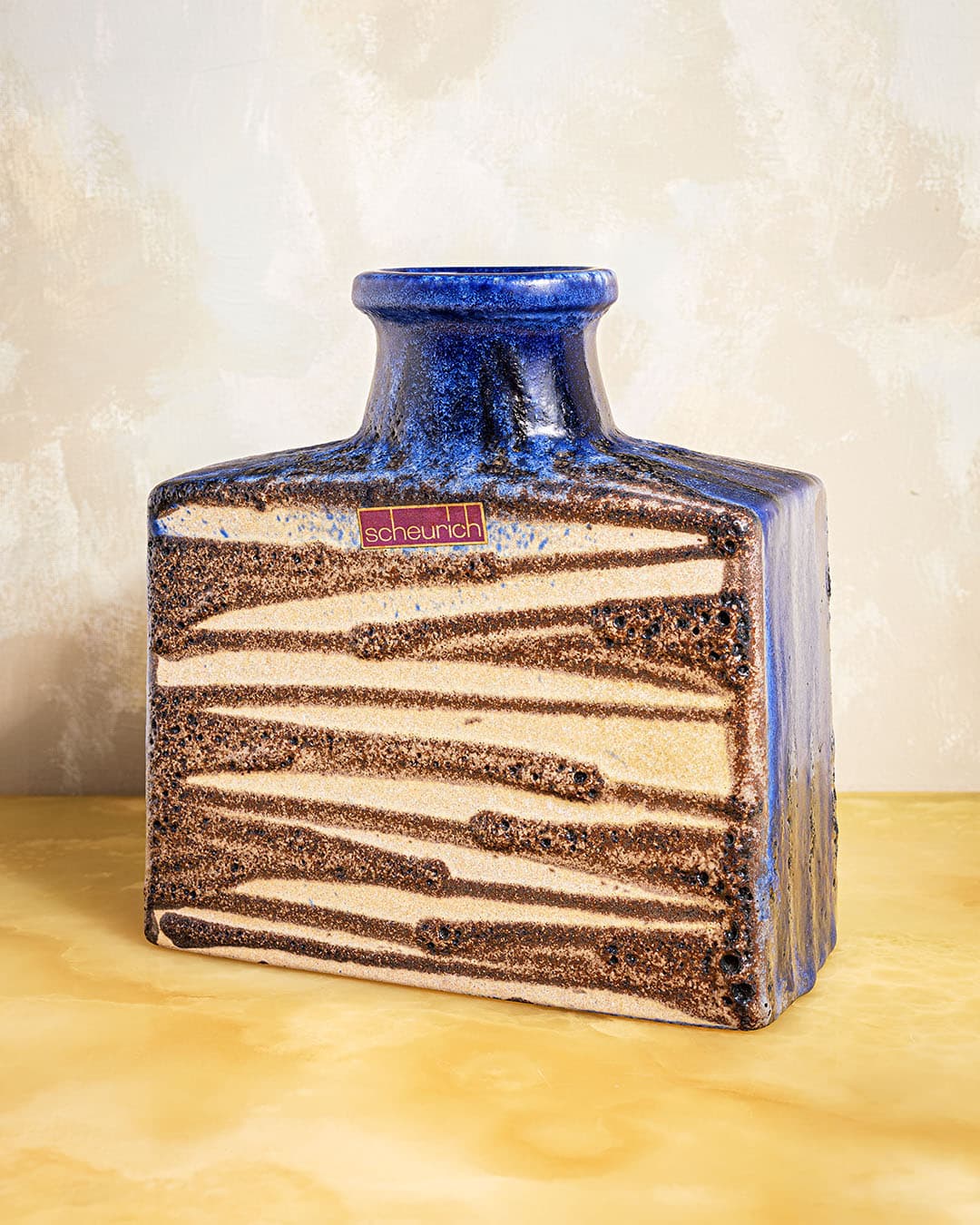 Vase, cobalt blue brown beige, ceramics, Germany, 1970s. - 350072