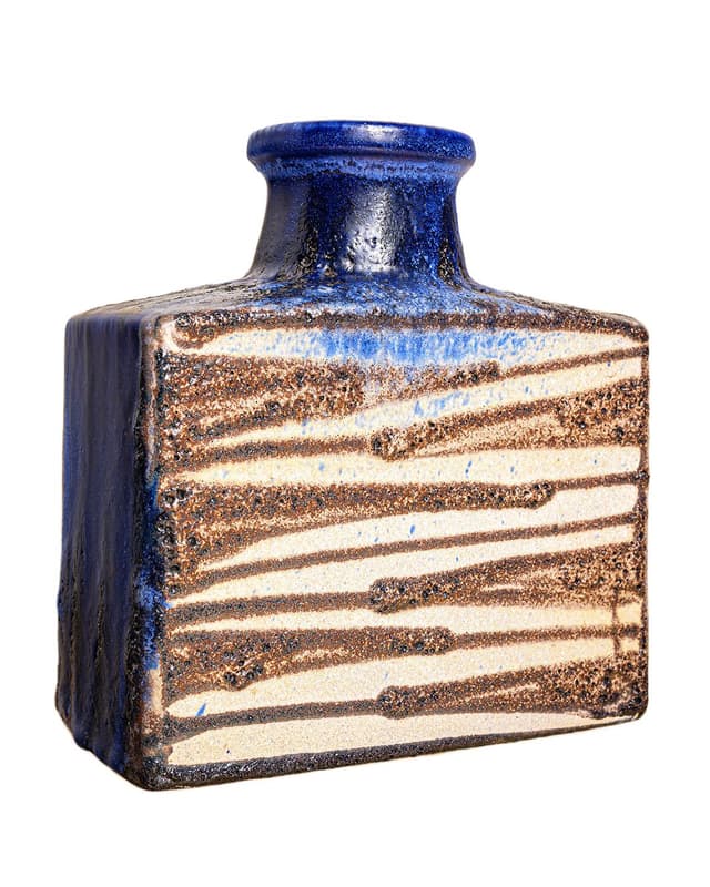 Vase, cobalt blue brown beige, ceramics, Germany, 1970s. - DIMENSION