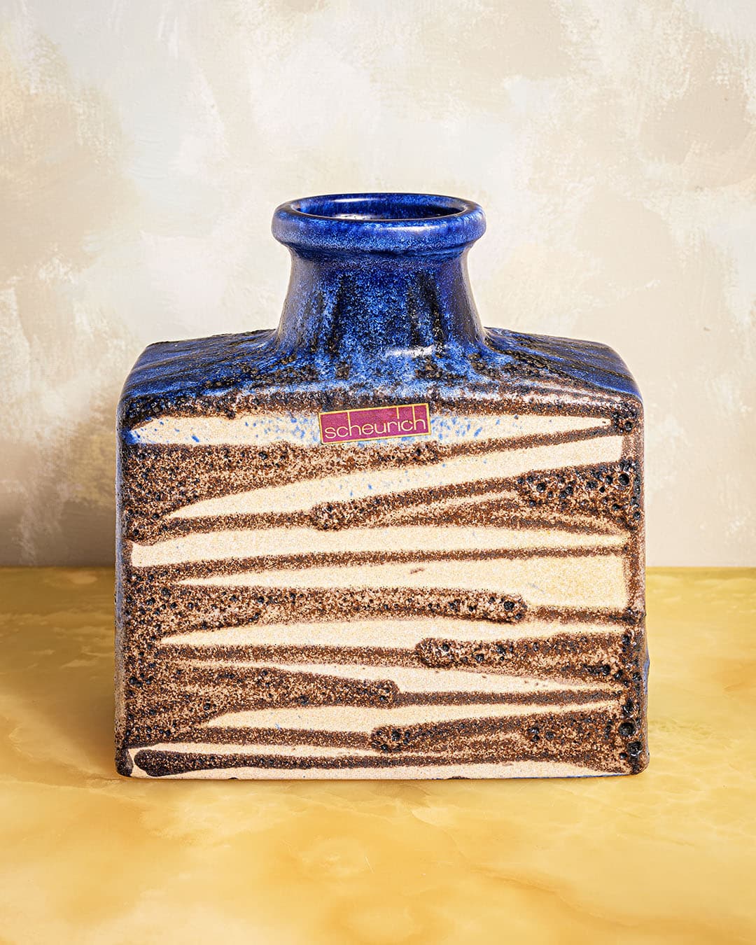Vase, cobalt blue brown beige, ceramics, Germany, 1970s. - 350073