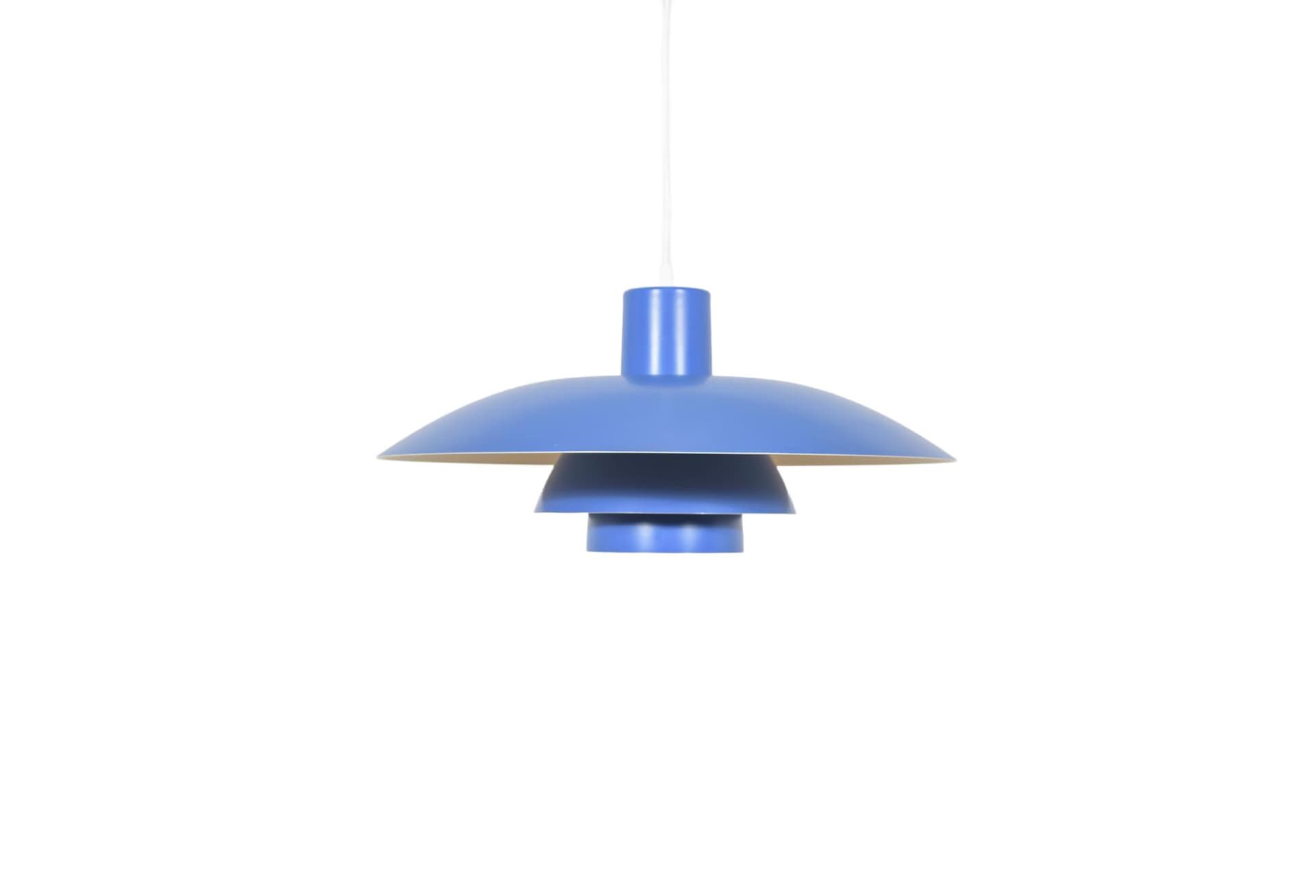 Pendant lamp PH 4/3, blue, metal, by P. Henningsen, for Louis Poulsen, Denmark, 1960s.