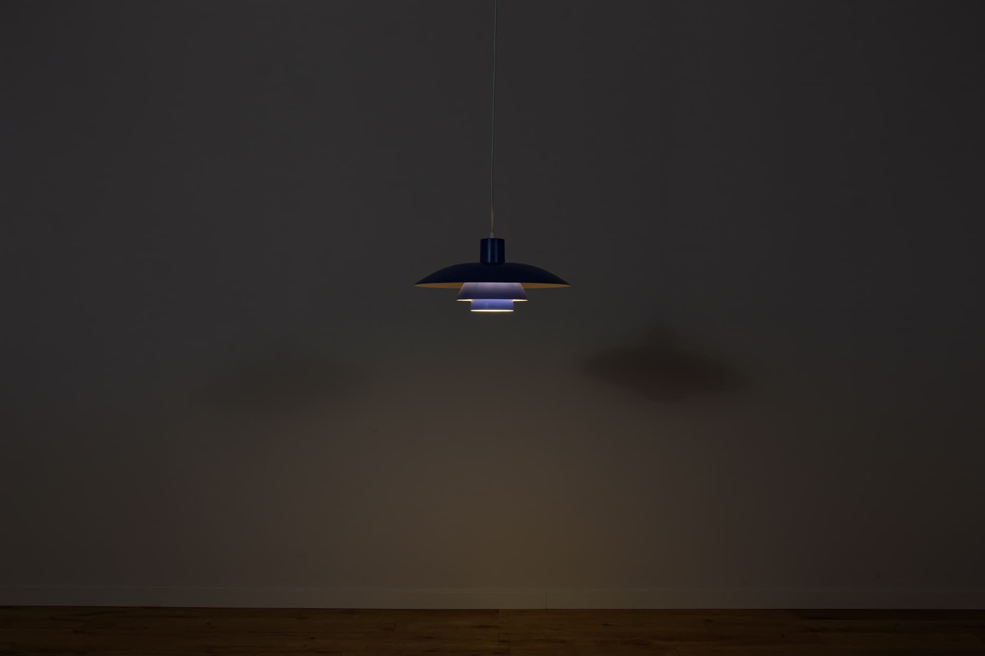 Pendant lamp PH 4/3, blue, metal, by P. Henningsen, for Louis Poulsen, Denmark, 1960s. - 350083