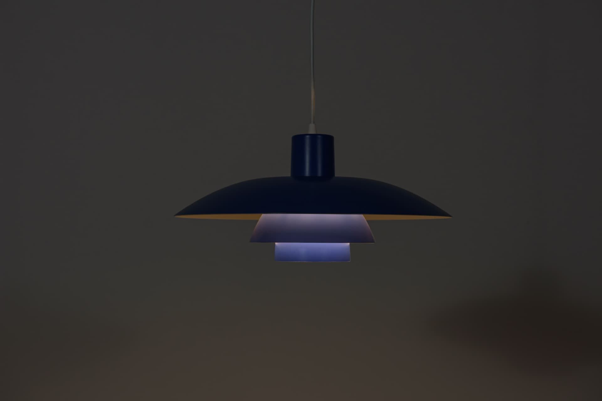 Pendant lamp PH 4/3, blue, metal, by P. Henningsen, for Louis Poulsen, Denmark, 1960s. - 350084