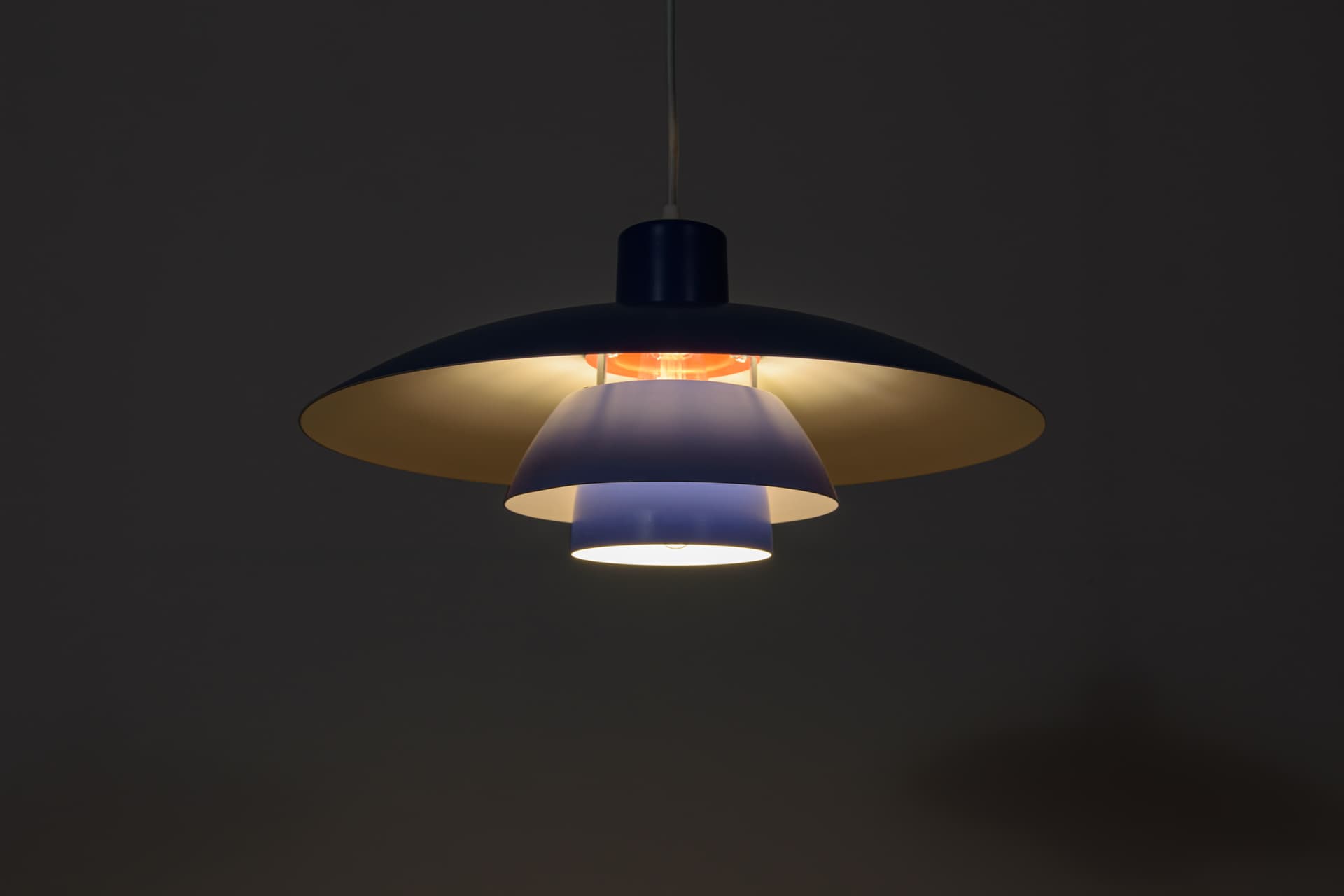 Pendant lamp PH 4/3, blue, metal, by P. Henningsen, for Louis Poulsen, Denmark, 1960s. - 350085
