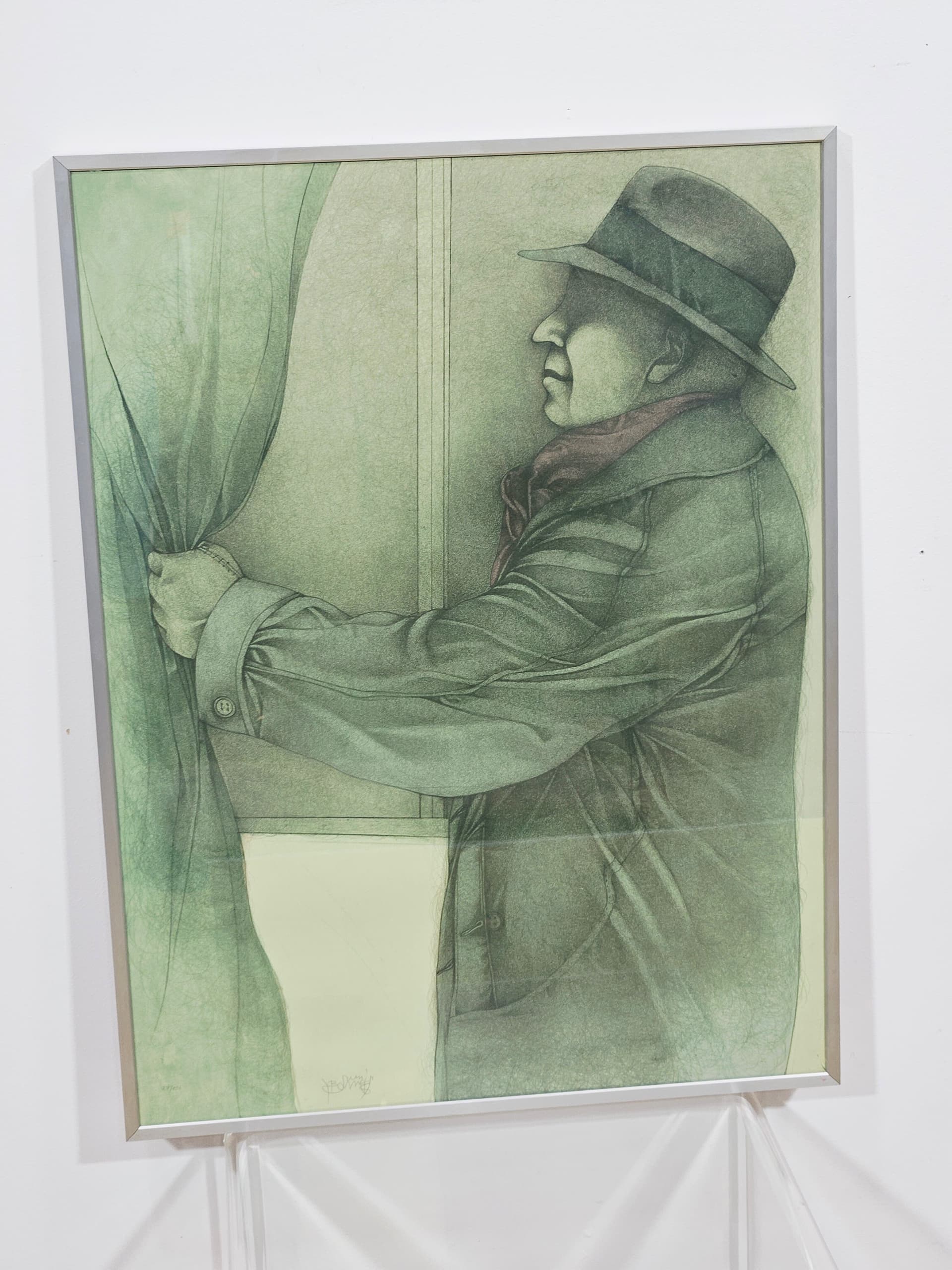 Litografia Hinter dem Vorhang, 78,5cm x 59cm, aut. B. Bruni - 350133