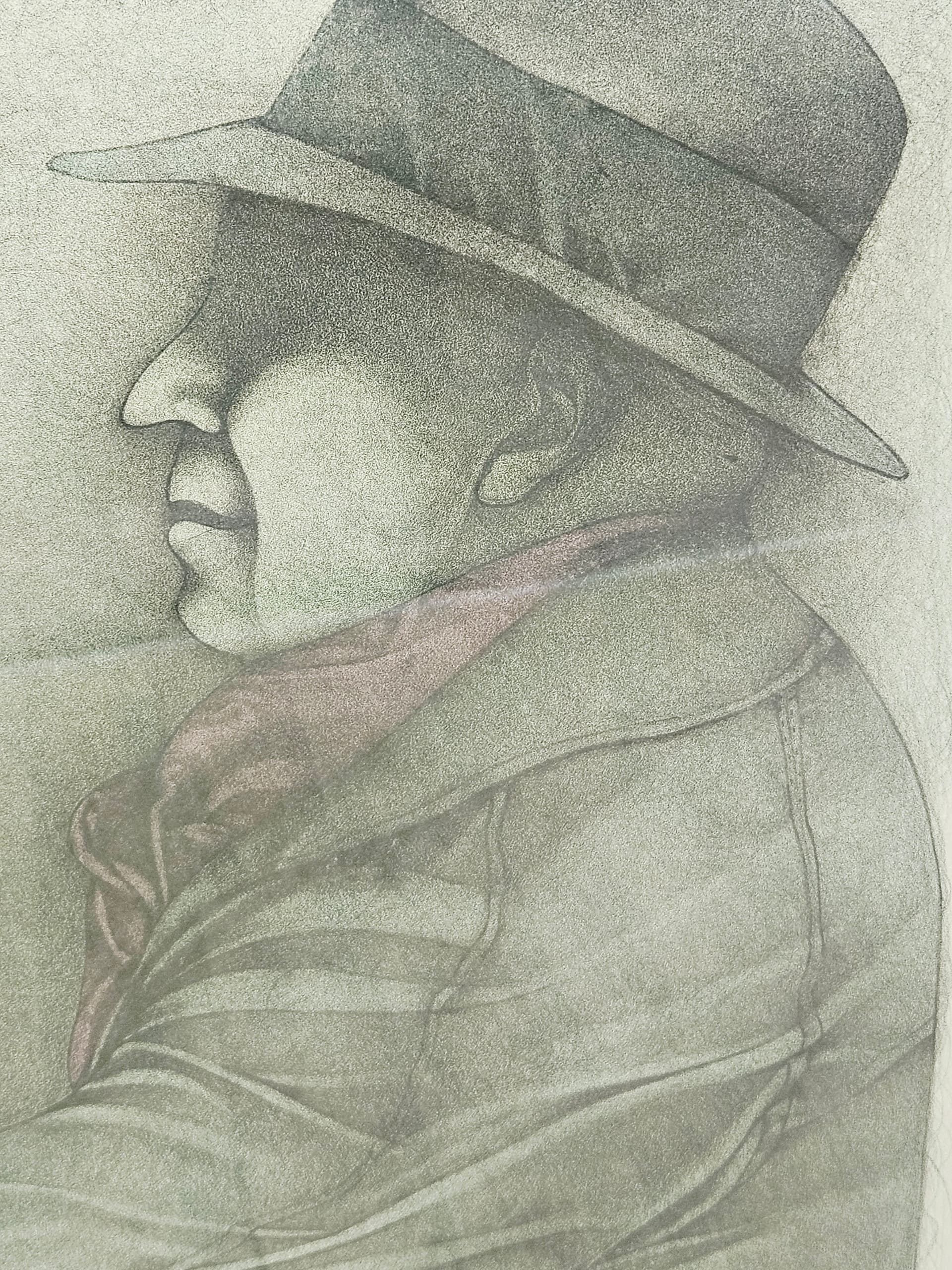 Litografia Hinter dem Vorhang, 78,5cm x 59cm, aut. B. Bruni - 350147