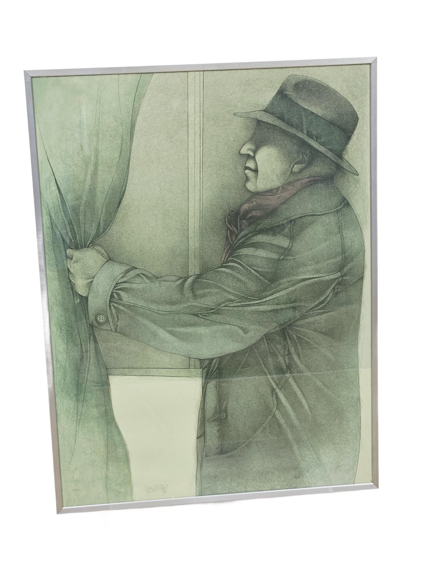Litografia Hinter dem Vorhang, 78,5cm x 59cm, aut. B. Bruni