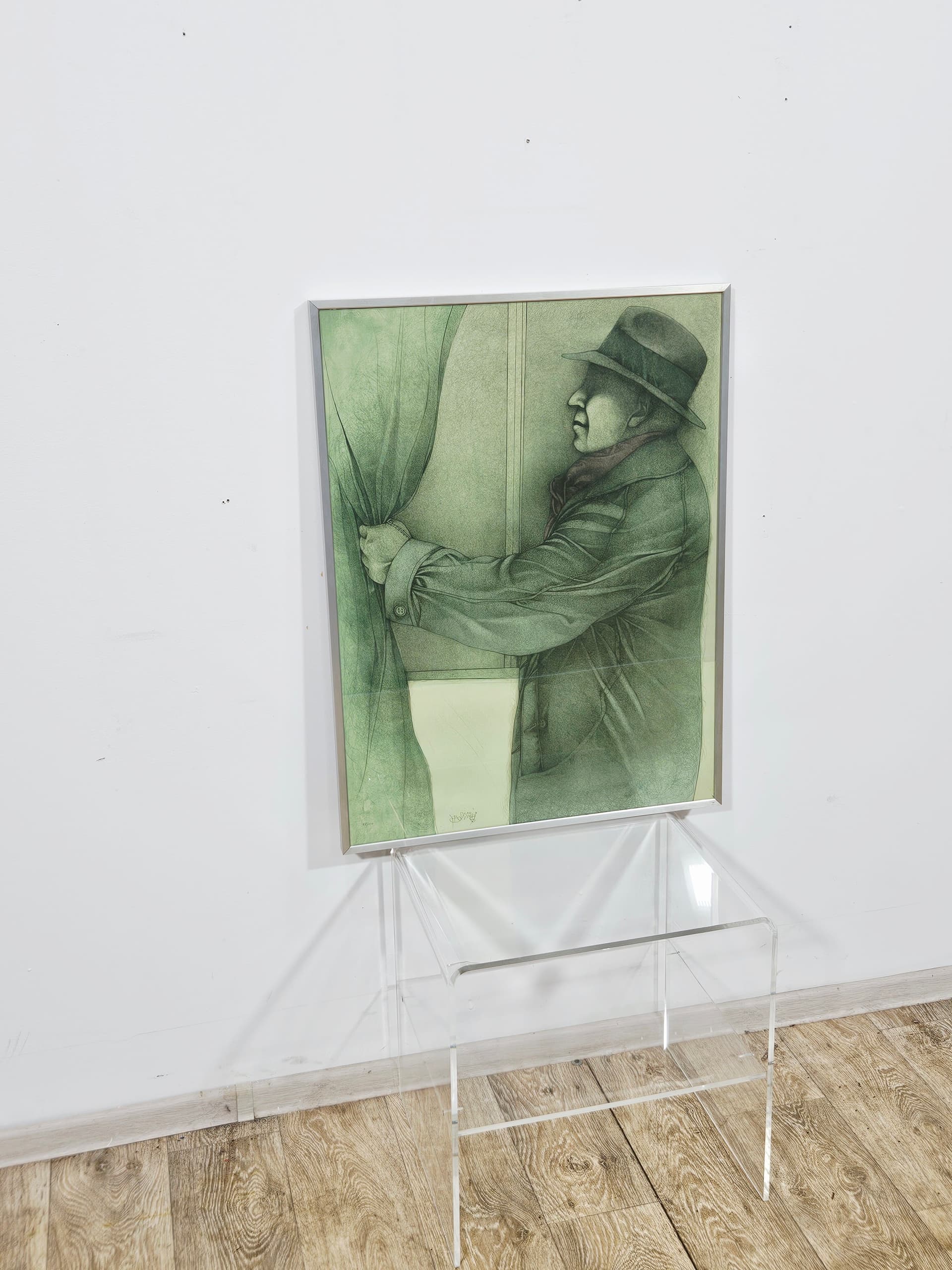 Litografia Hinter dem Vorhang, 78,5cm x 59cm, aut. B. Bruni - 350136