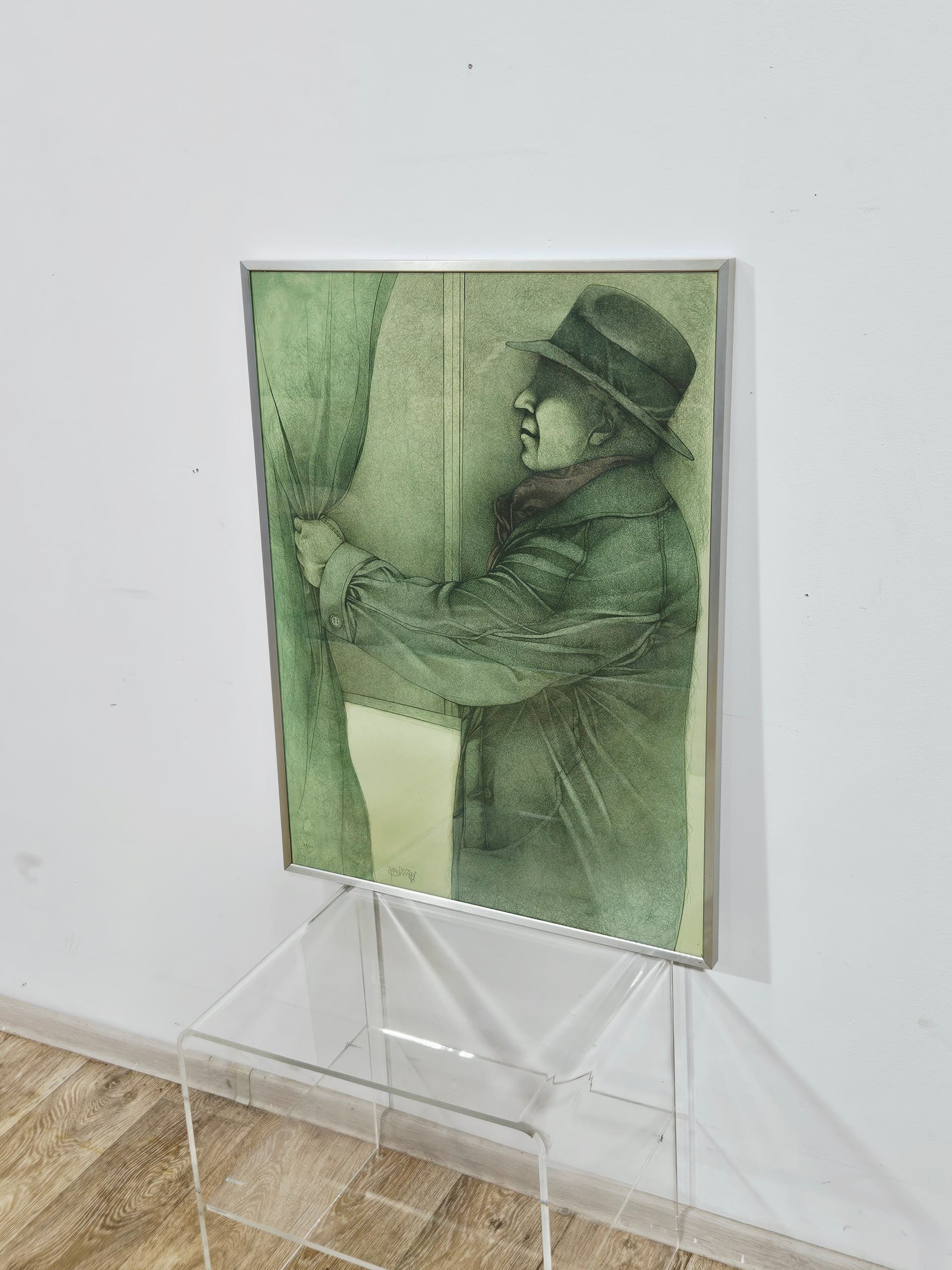 Litografia Hinter dem Vorhang, 78,5cm x 59cm, aut. B. Bruni - 350138