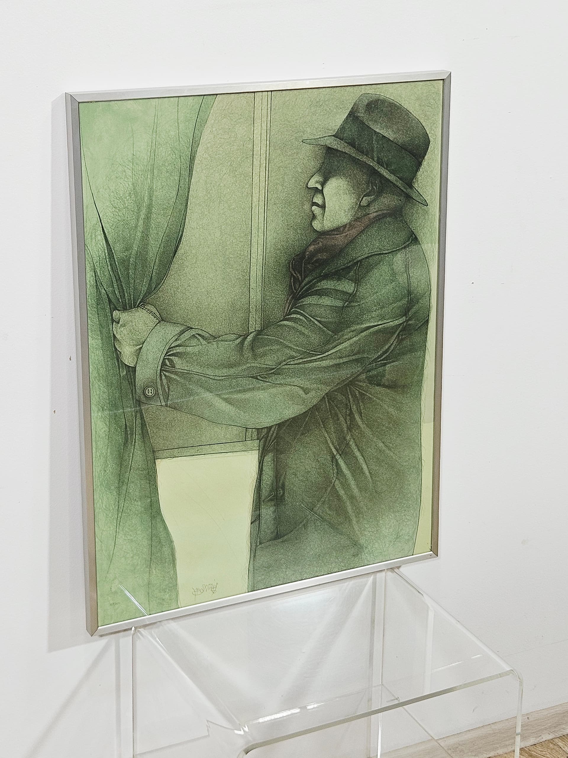 Litografia Hinter dem Vorhang, 78,5cm x 59cm, aut. B. Bruni - 350141