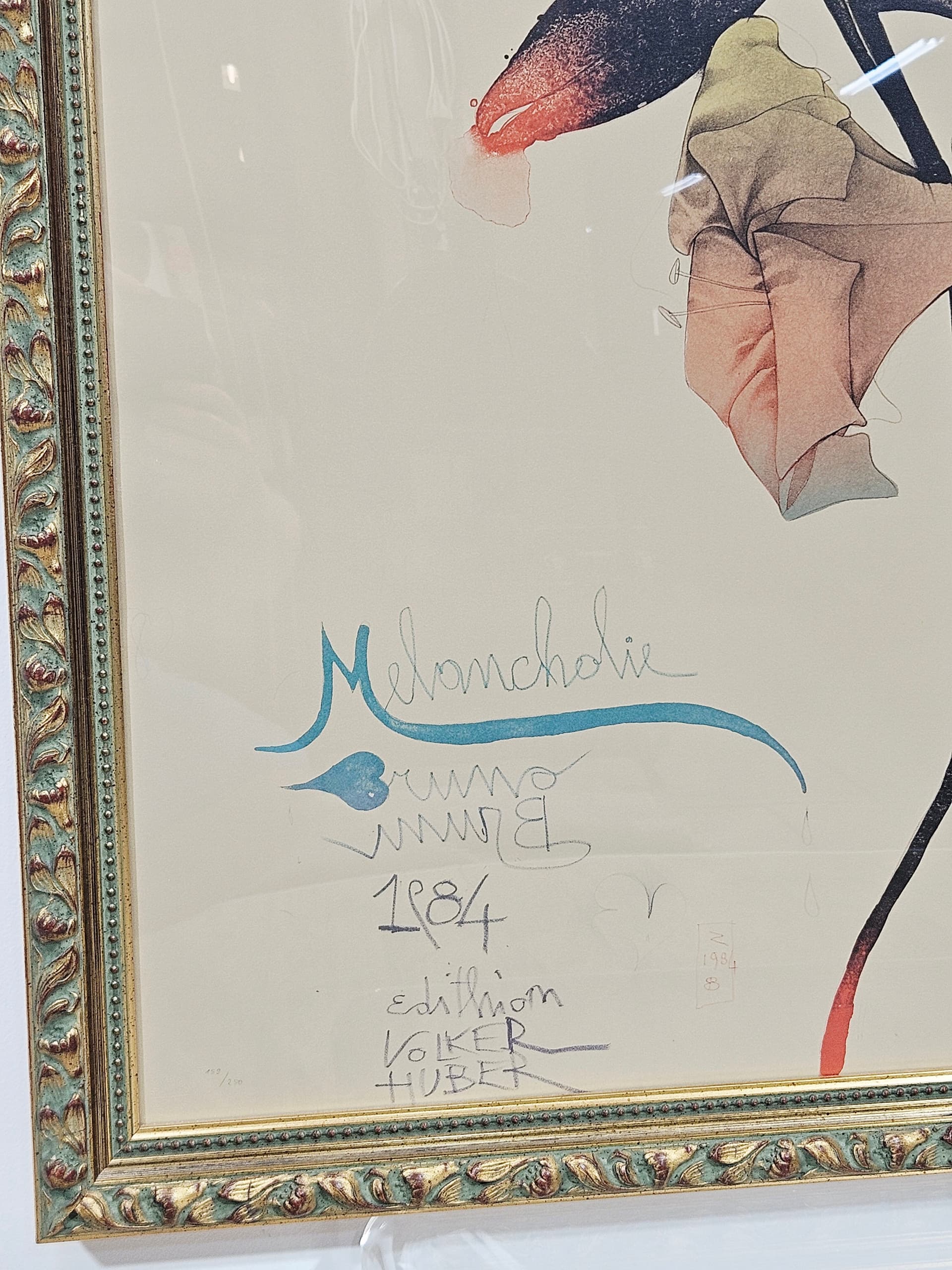 Lithograph Melancholie 109cm x 81cm, by B. Bruni, Edition Volker Huber - 350157