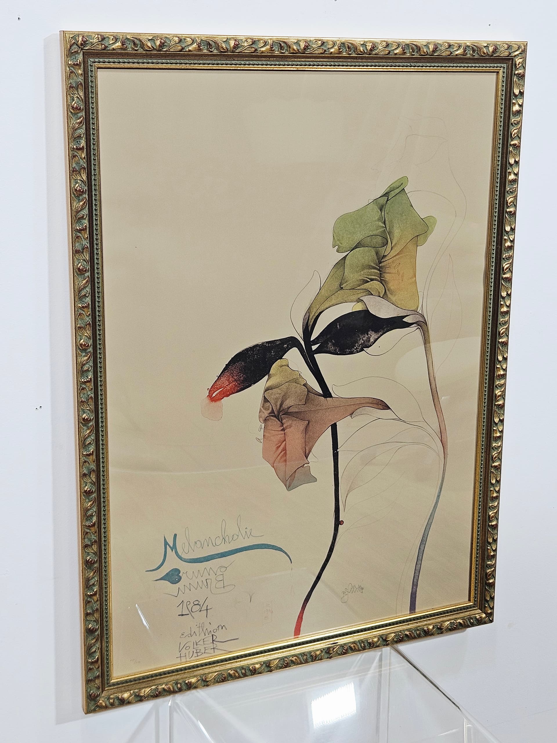 Lithograph Melancholie 109cm x 81cm, by B. Bruni, Edition Volker Huber - 350160