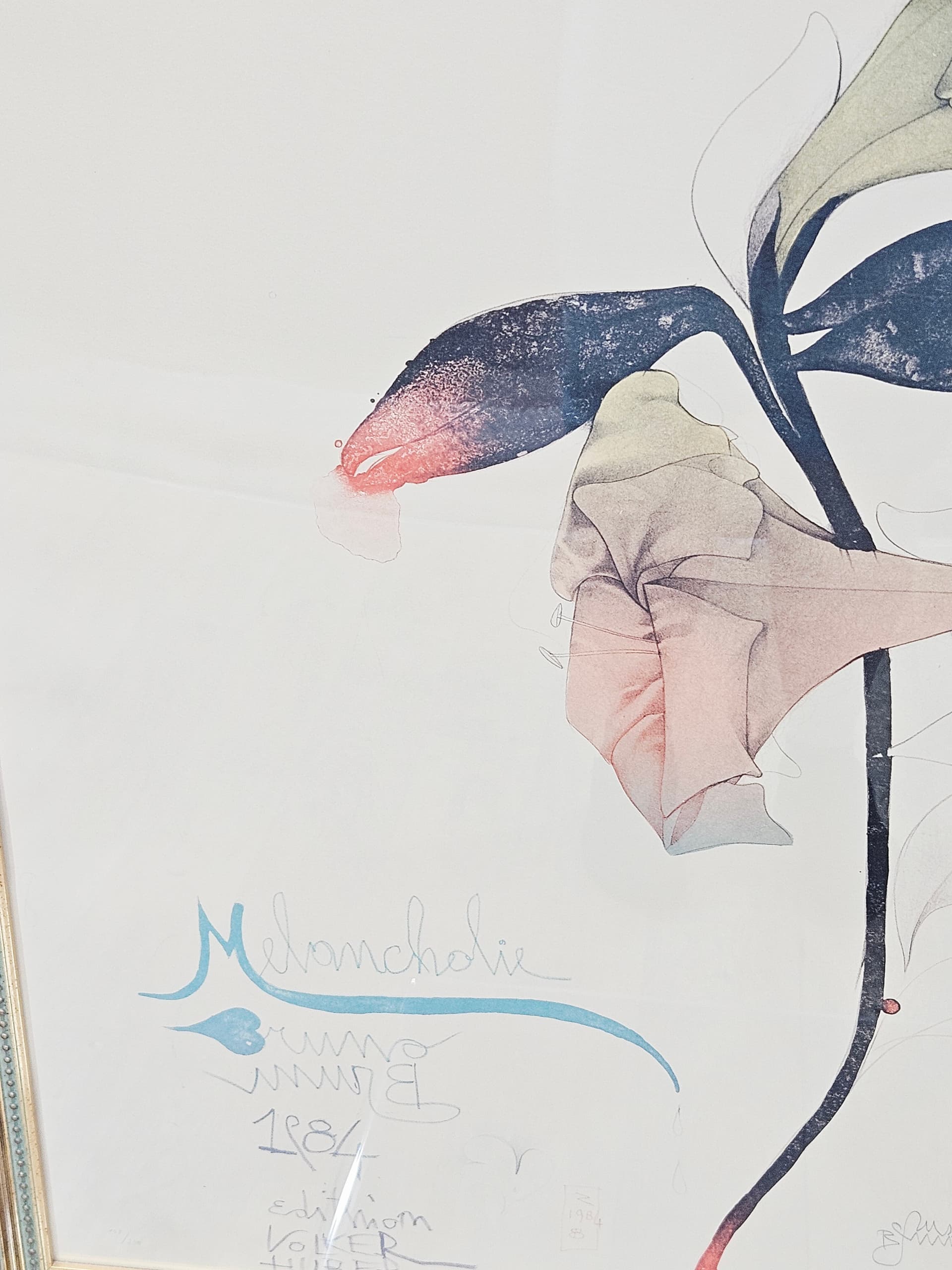 Lithograph Melancholie 109cm x 81cm, by B. Bruni, Edition Volker Huber - 350154