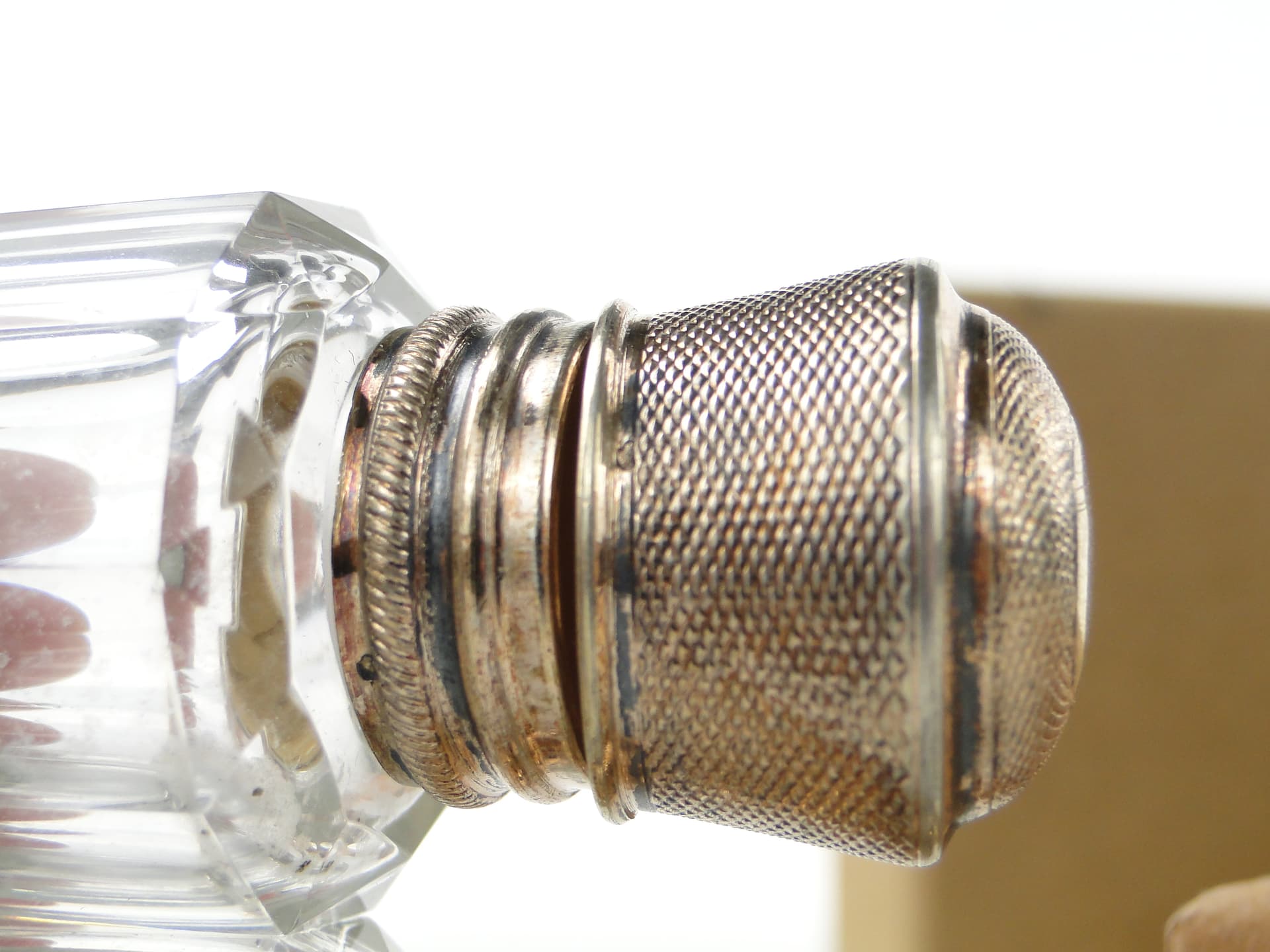 Travel Perfume Bottle Flacon Double, transparent crystal, gilded silver, France, early 20th century - 350234