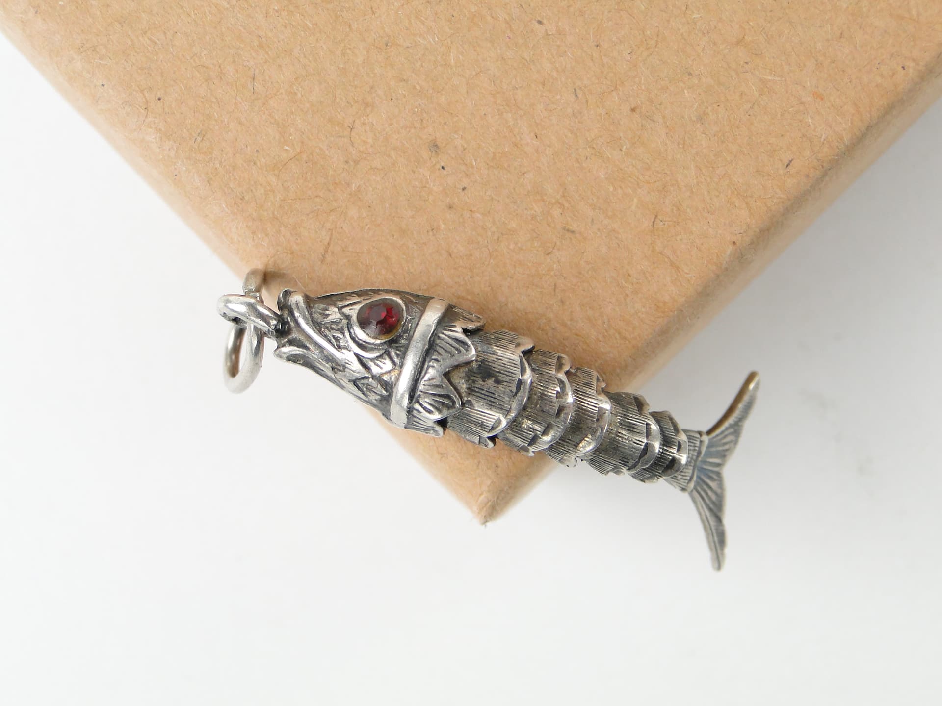 Segmental fish pendant, silver, red ruby, Europe, early 20th century - 350272