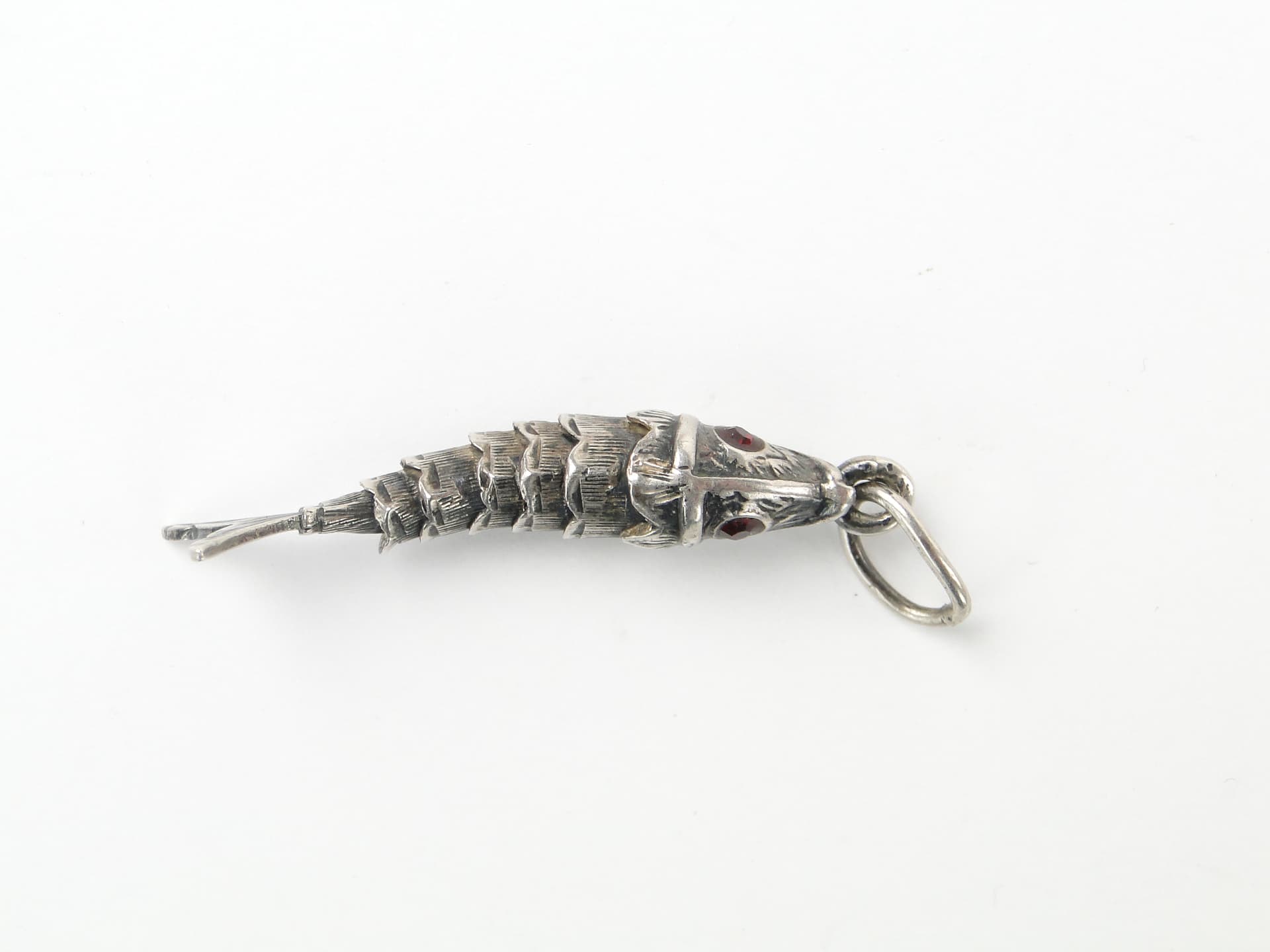 Segmental fish pendant, silver, red ruby, Europe, early 20th century - 350276