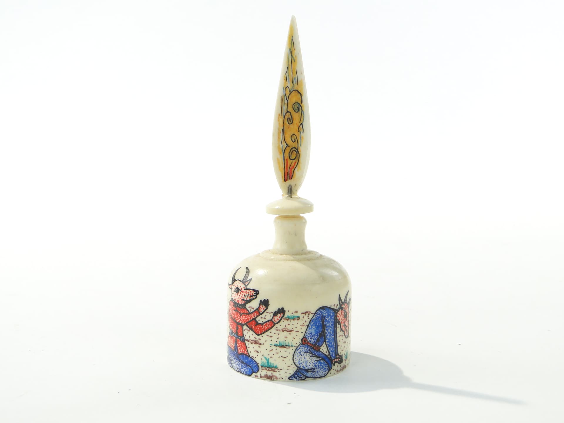 Attar Perfume Bottle, polychrome bone, India, early 20th c. - 350289