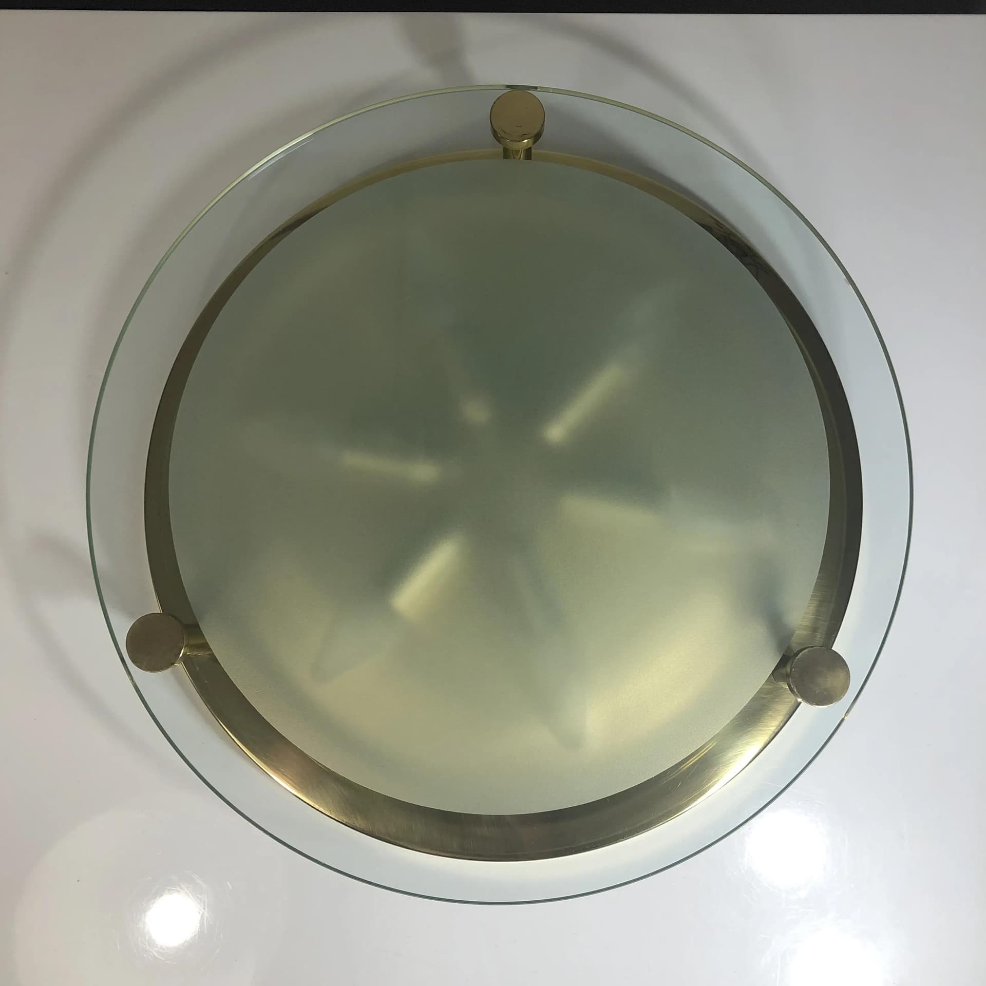 Mosiężny, modernistyczny plafon, Fischer Leuchten, Niemcy, lata 80. - 25963