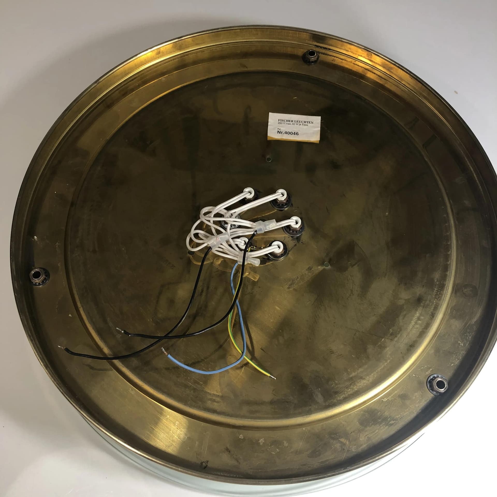 Mosiężny, modernistyczny plafon, Fischer Leuchten, Niemcy, lata 80. - 25965