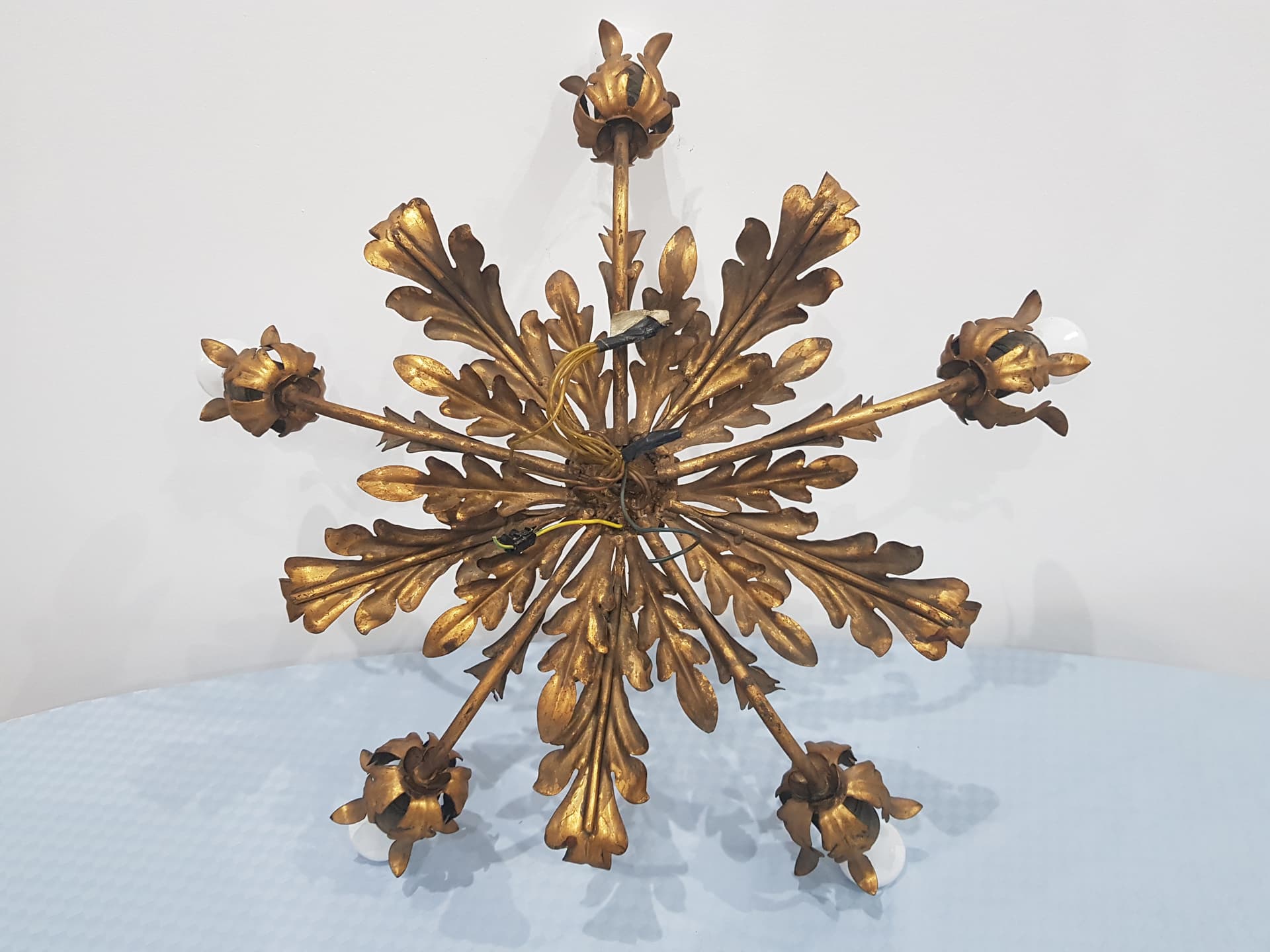 Flush mount/wall lamp, Hans Kogl, gold metal, black metal, by Hans Kogl - 350311
