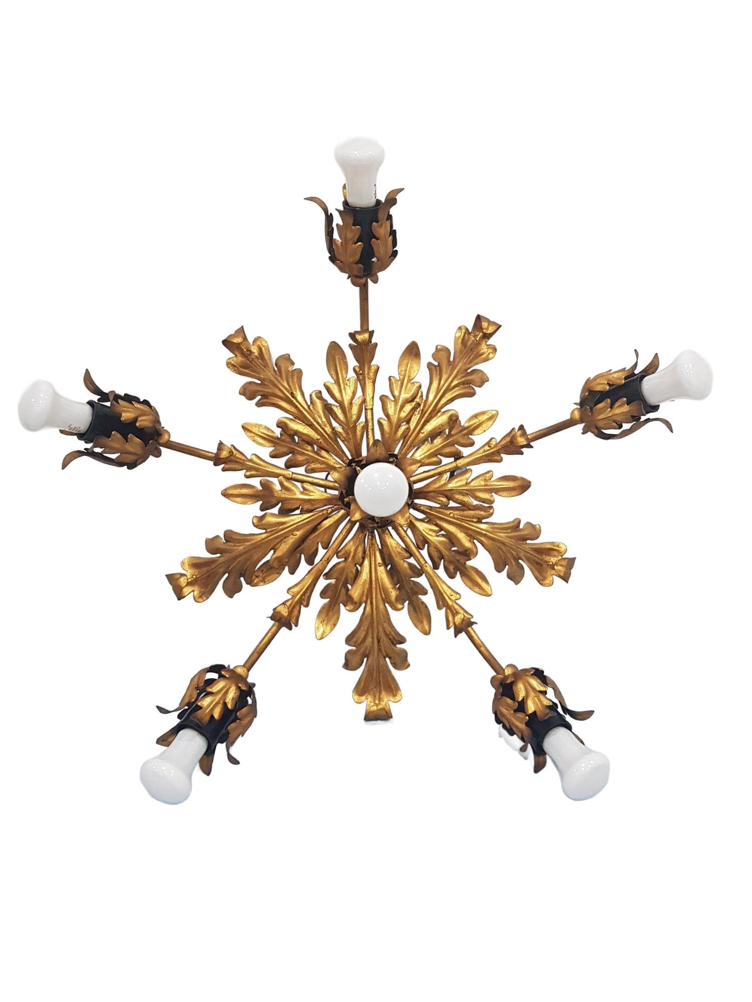 Flush mount/wall lamp, Hans Kogl, gold metal, black metal, by Hans Kogl