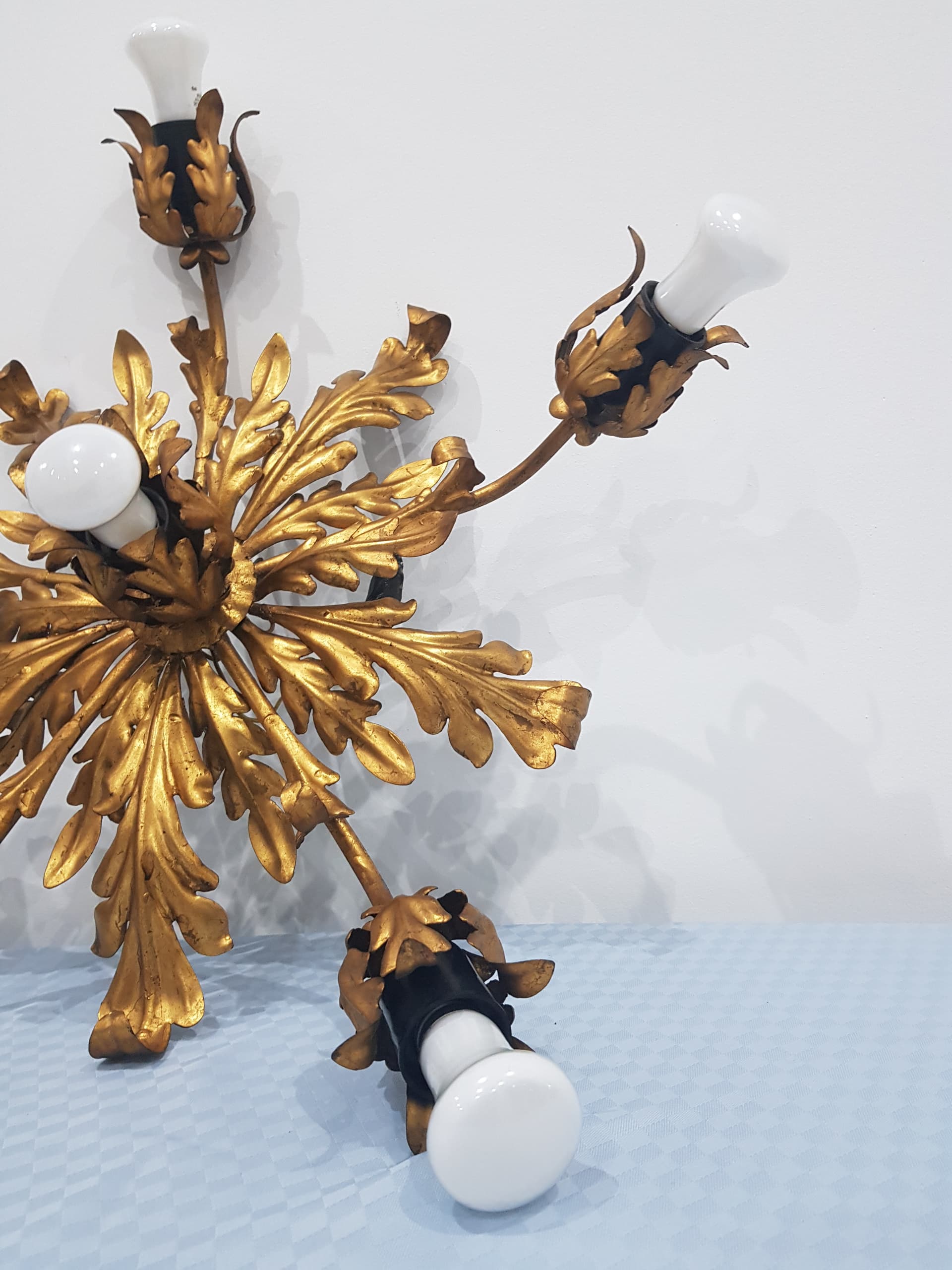 Flush mount/wall lamp, Hans Kogl, gold metal, black metal, by Hans Kogl - 350319