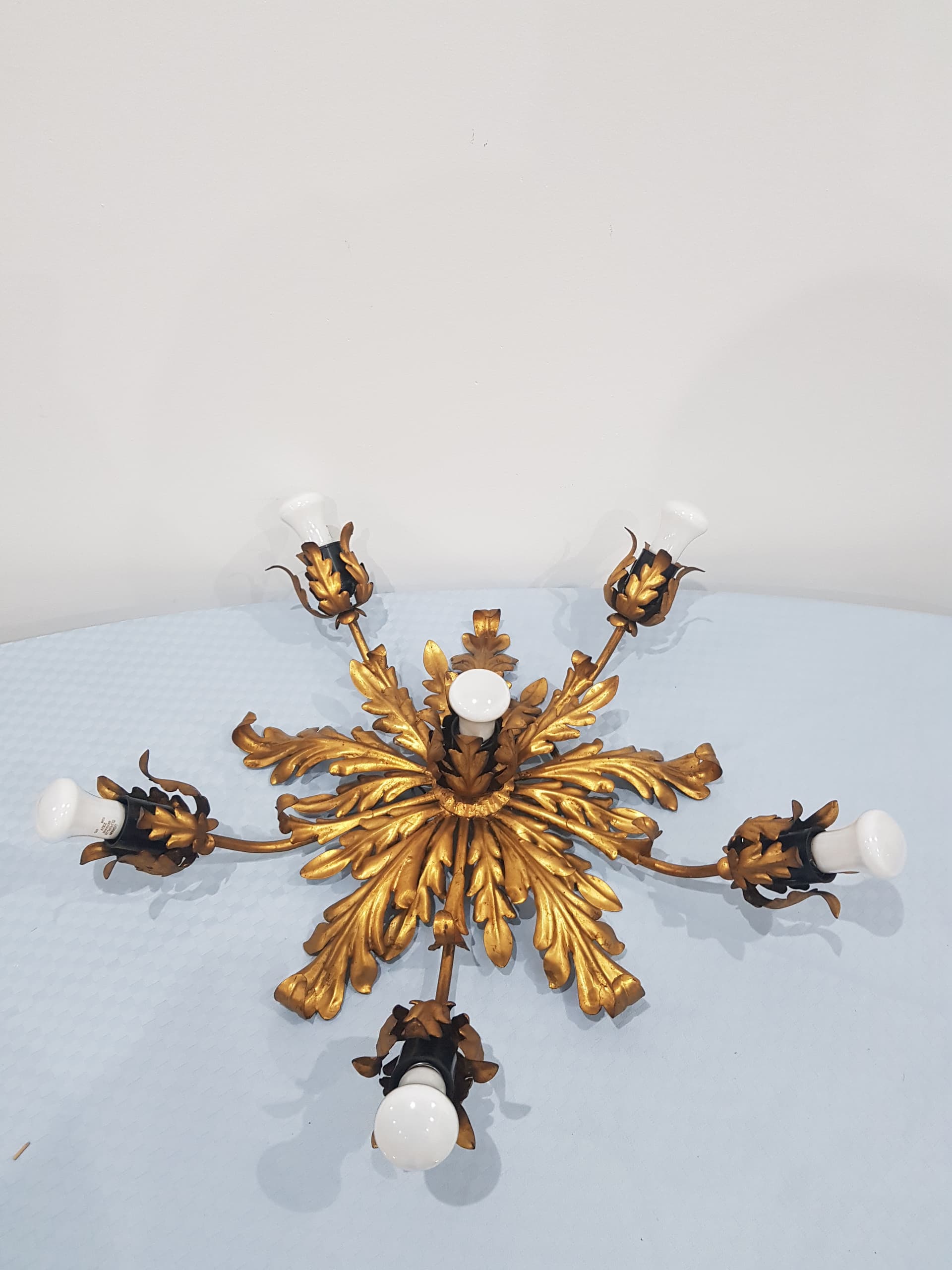 Flush mount/wall lamp, Hans Kogl, gold metal, black metal, by Hans Kogl - 350317