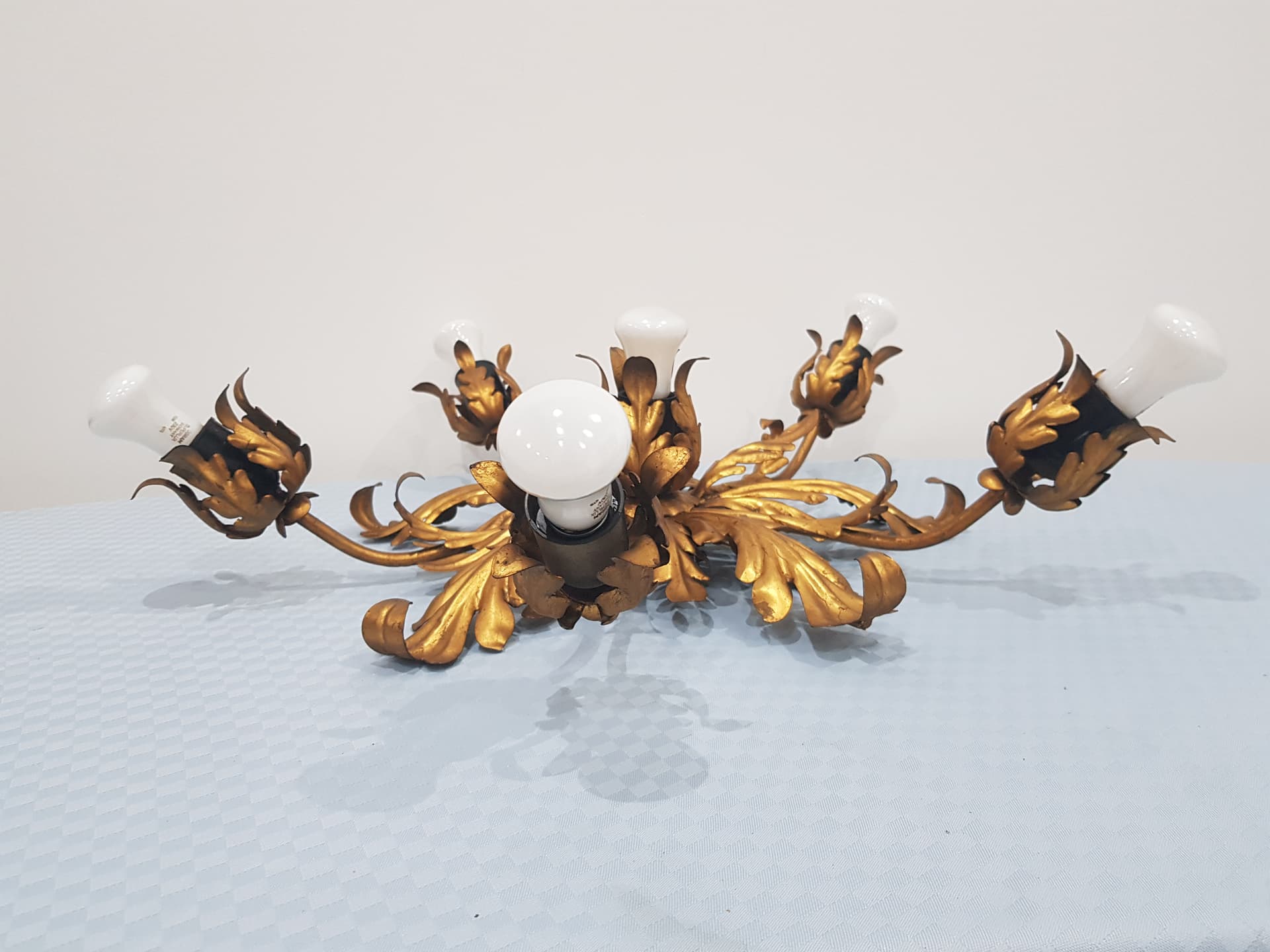 Flush mount/wall lamp, Hans Kogl, gold metal, black metal, by Hans Kogl - 350321