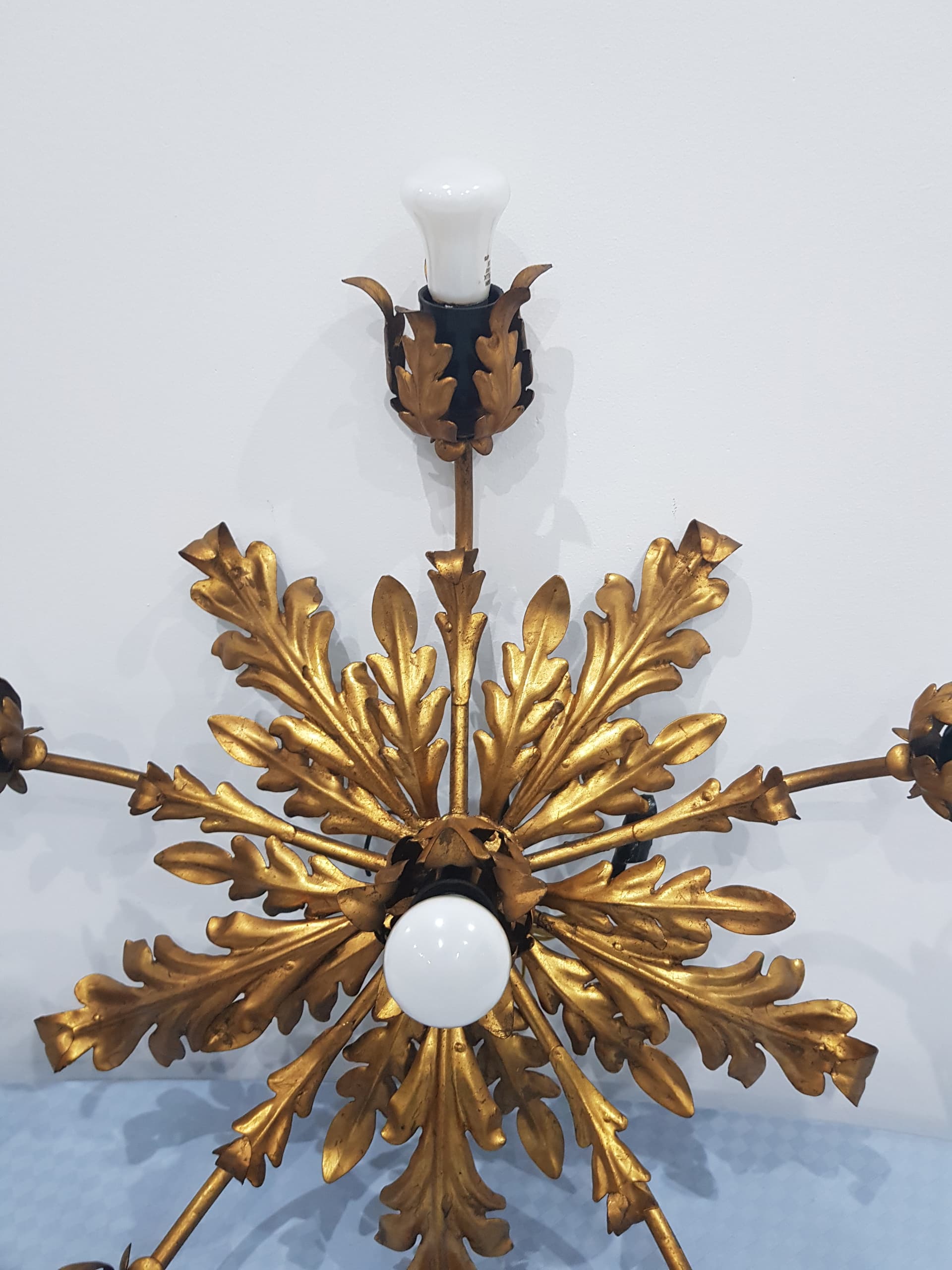 Flush mount/wall lamp, Hans Kogl, gold metal, black metal, by Hans Kogl - 350313