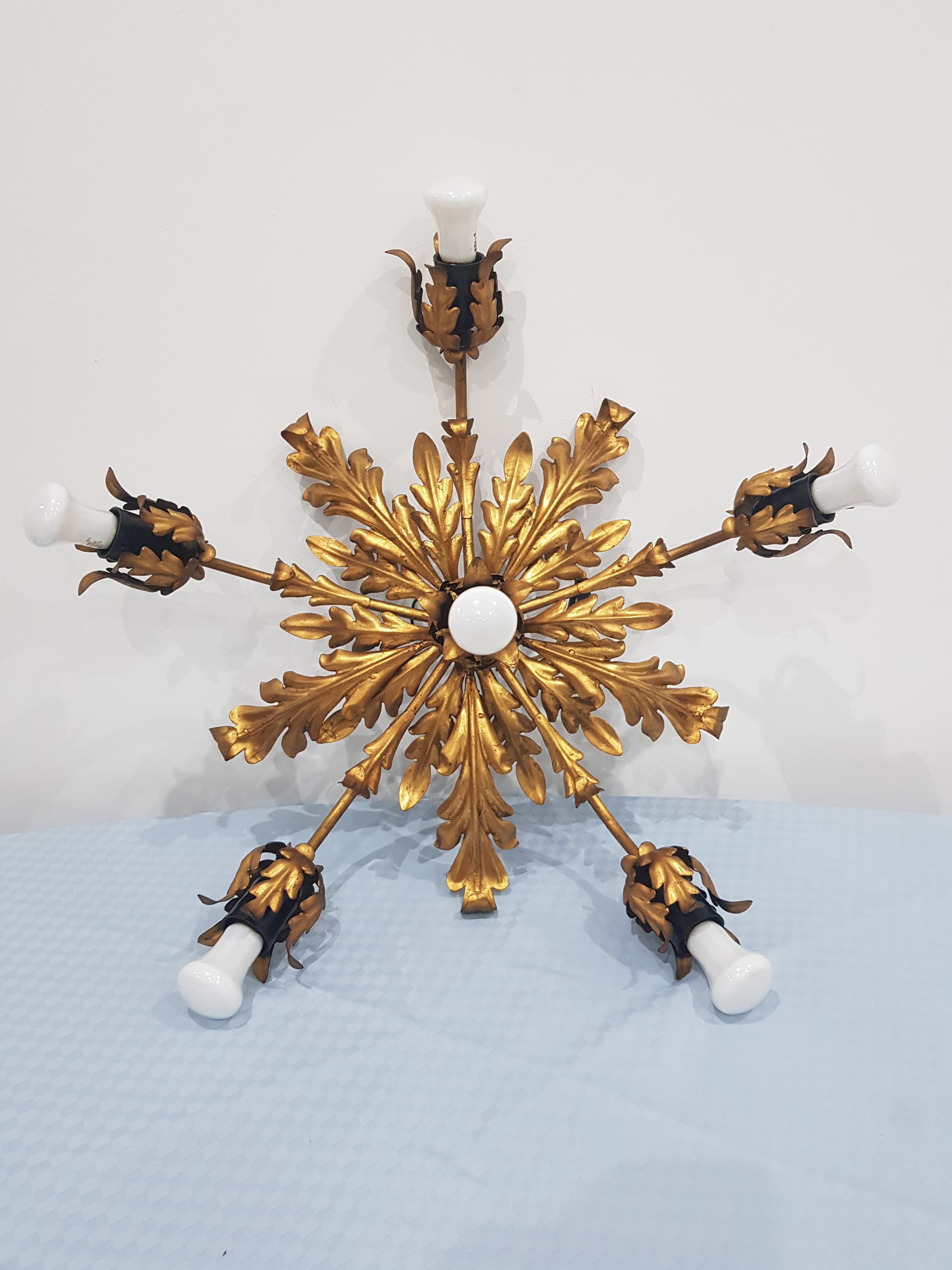 Flush mount/wall lamp, Hans Kogl, gold metal, black metal, by Hans Kogl - 350318