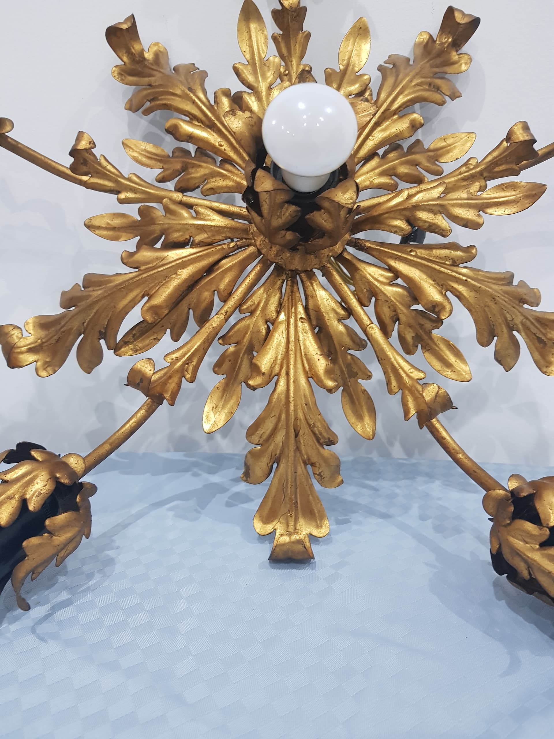 Flush mount/wall lamp, Hans Kogl, gold metal, black metal, by Hans Kogl - 350314