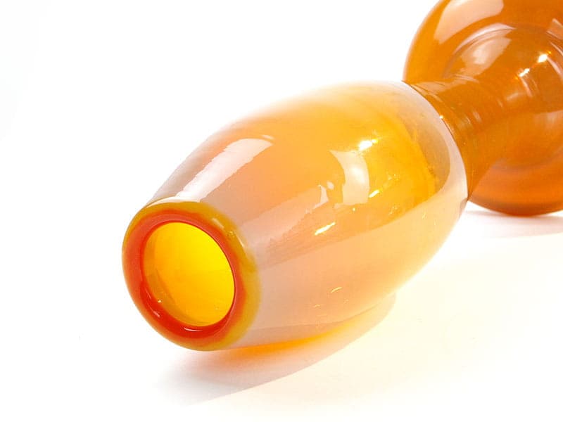 Vase Herkules, yellow orange white, glass, by E. Gerczuk-Moskaluk, Poland, 1980s. - 350329