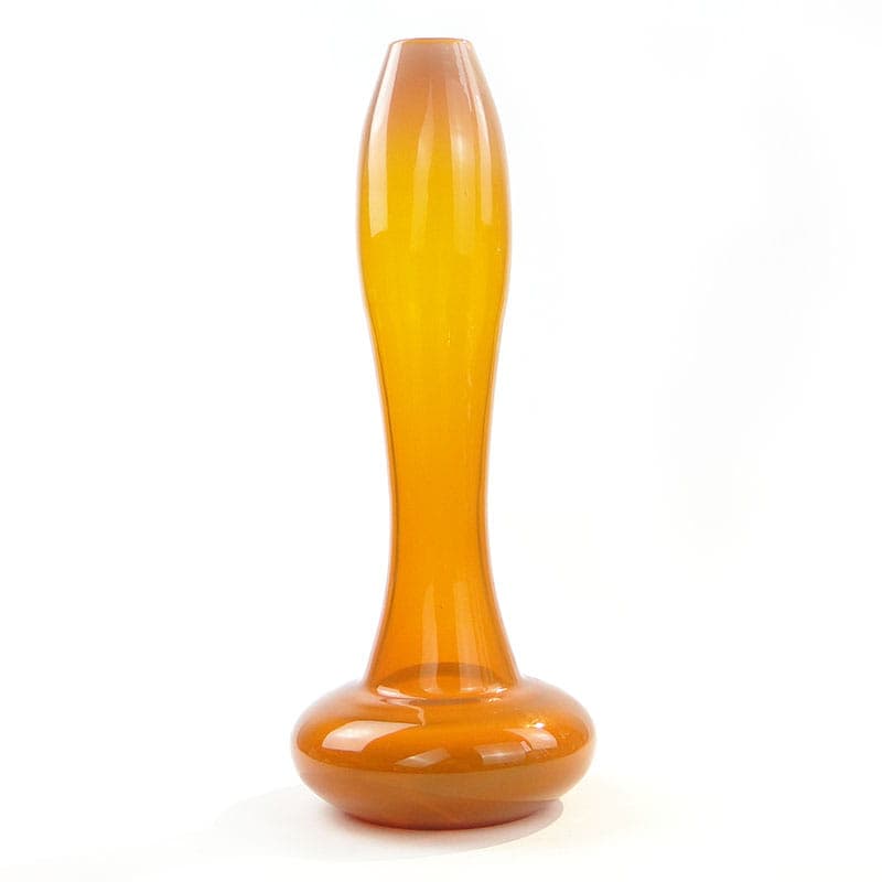 Vase Herkules, yellow orange white, glass, by E. Gerczuk-Moskaluk, Poland, 1980s.