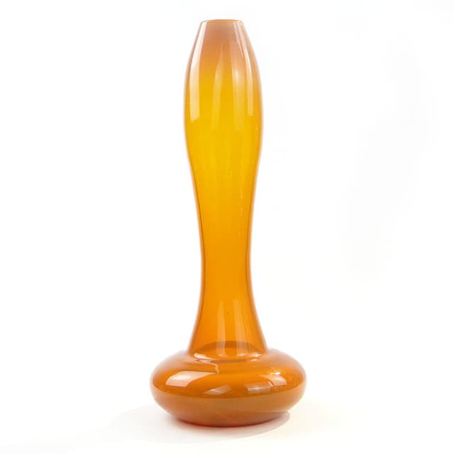 Vase Herkules, yellow orange white, glass, by E. Gerczuk-Moskaluk, Poland, 1980s. - DIMENSION